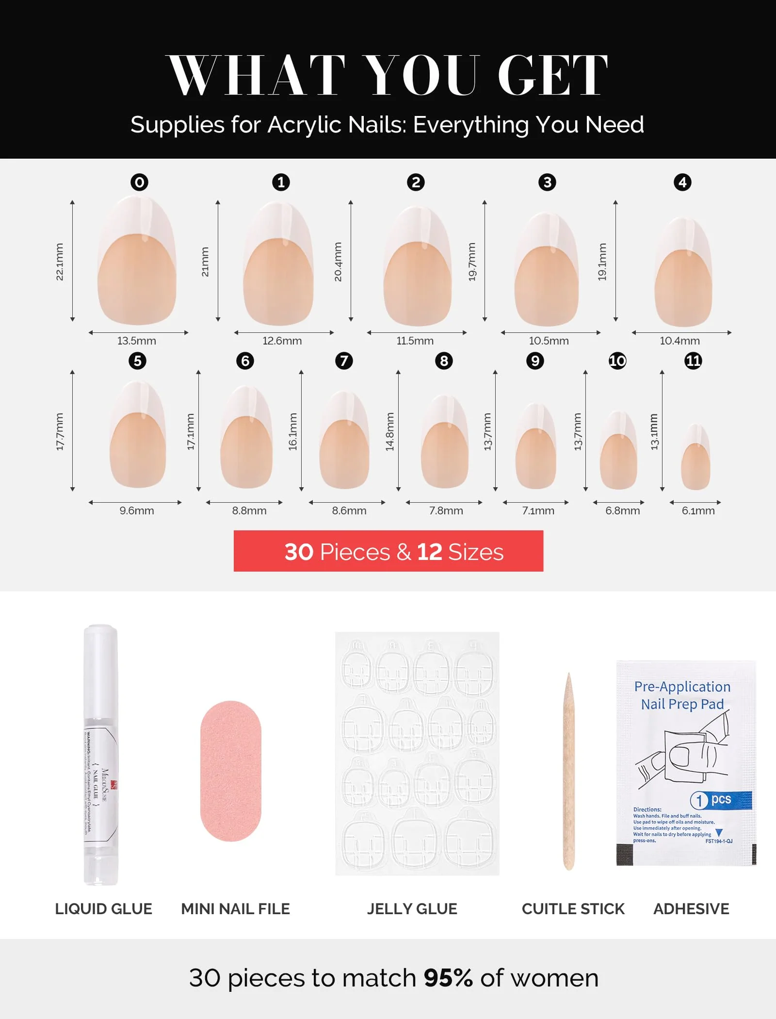 Acrylic Press On Nails - Short Square White French (US ONLY) - Image 5