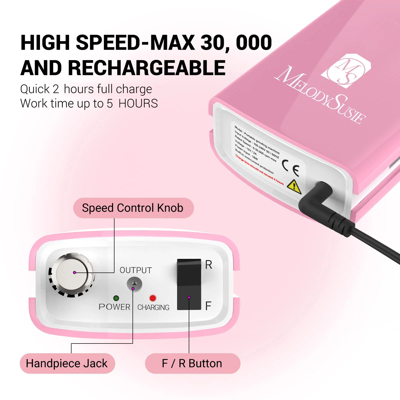 Artemis(SC300I) Rechargeable Nail Drill 30,000RPM - Image 2