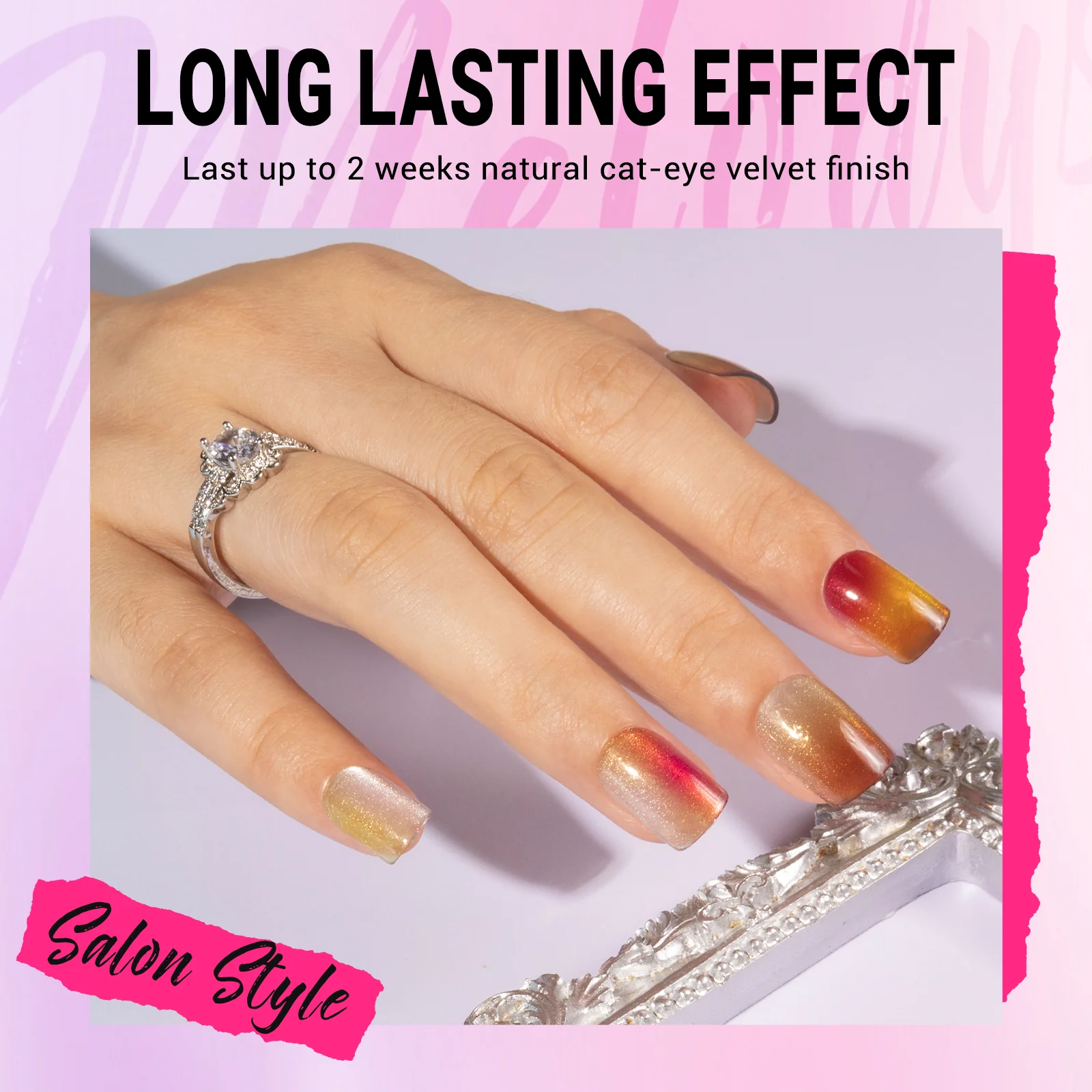 Autumn Halo Cat Eye Press On Nails Kit - US ONLY - Image 2