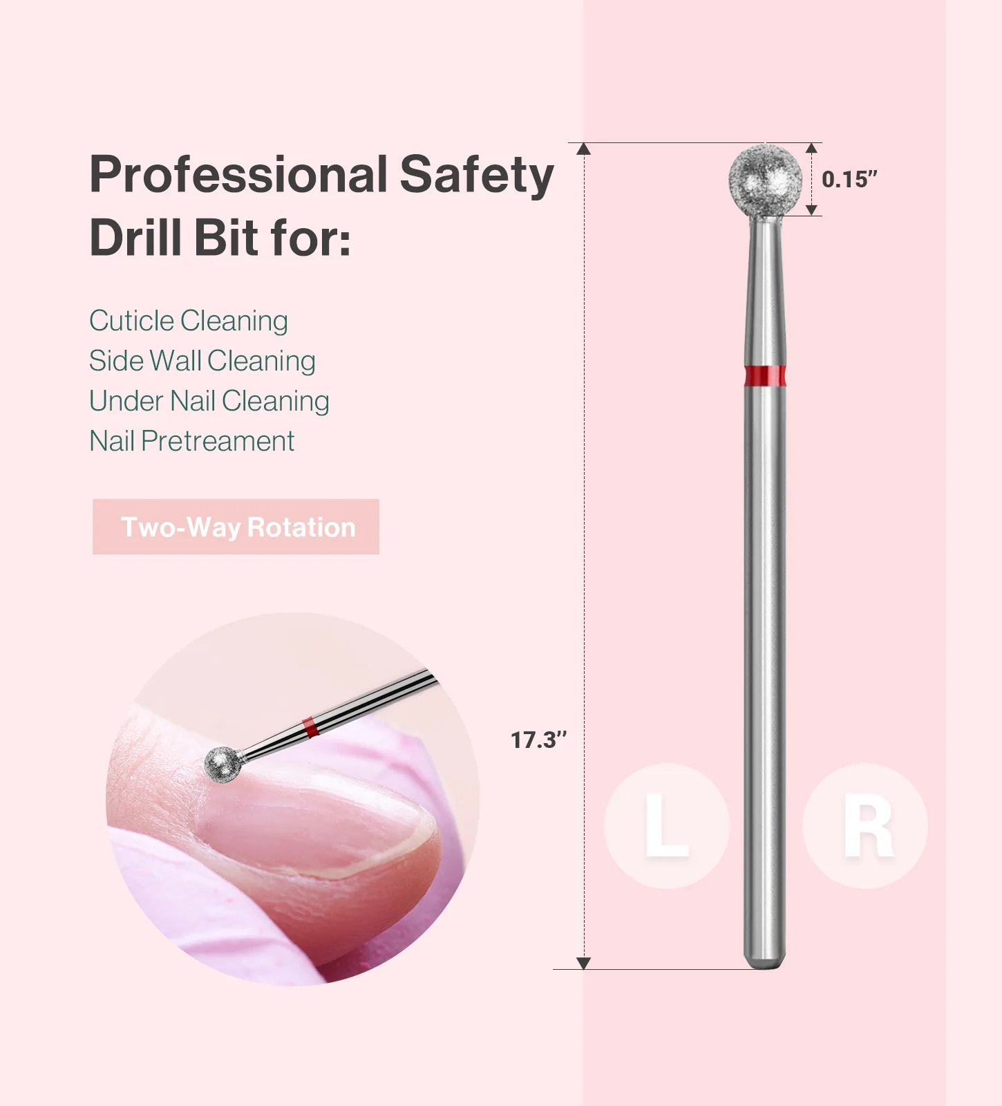 Ball Shape Carbide Diamond Under Nail Cleaner Nail Drill Bit - Image 3
