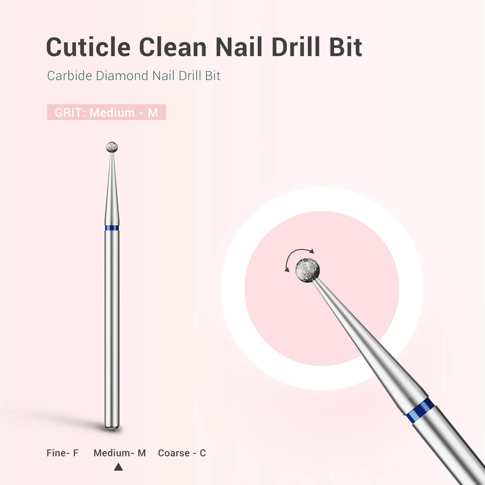 Ball Shape Cuticle Clean Carbide Diamond Nail Drill Bit - Image 2