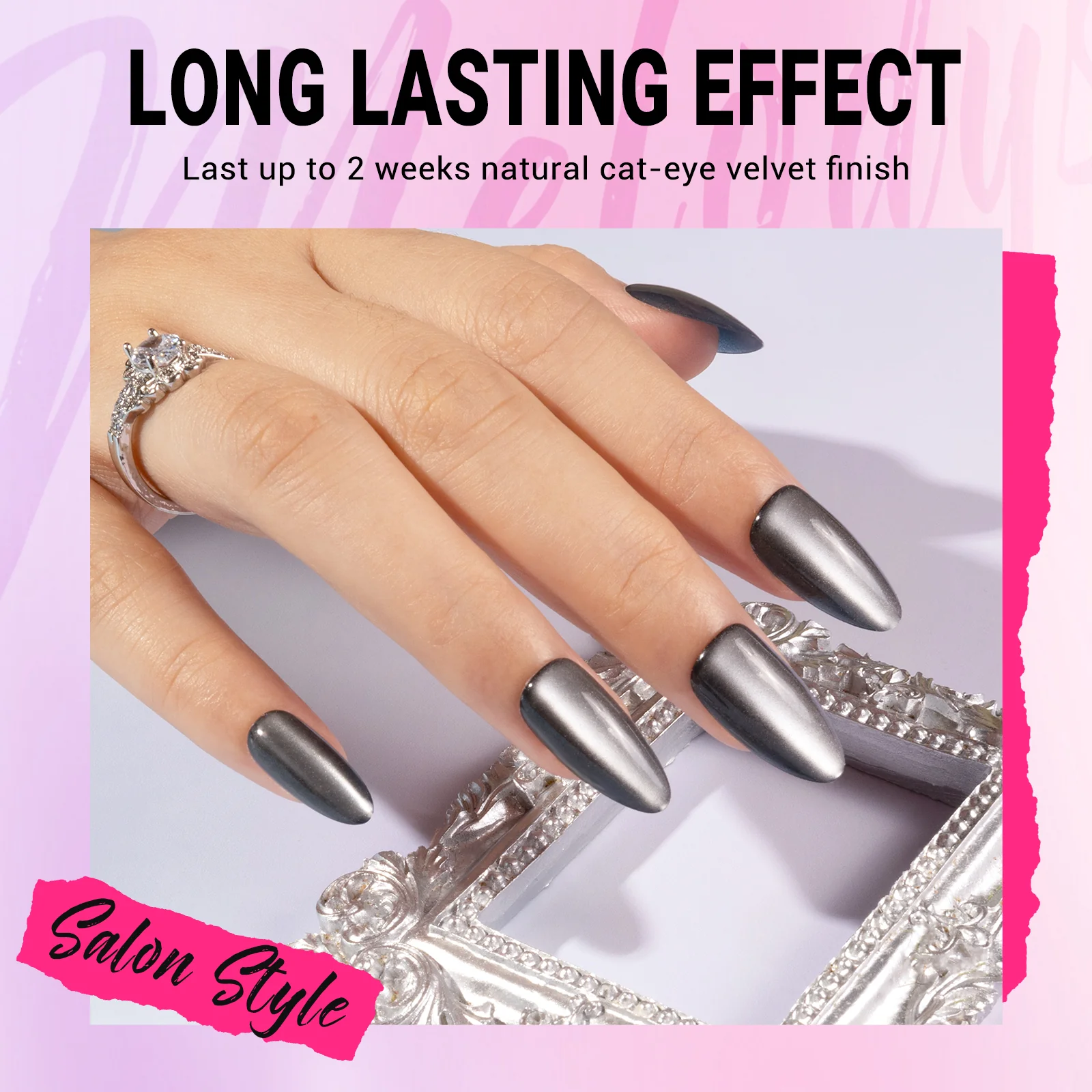 Black Cat Eye Press On Nails Kit - US ONLY - Image 2