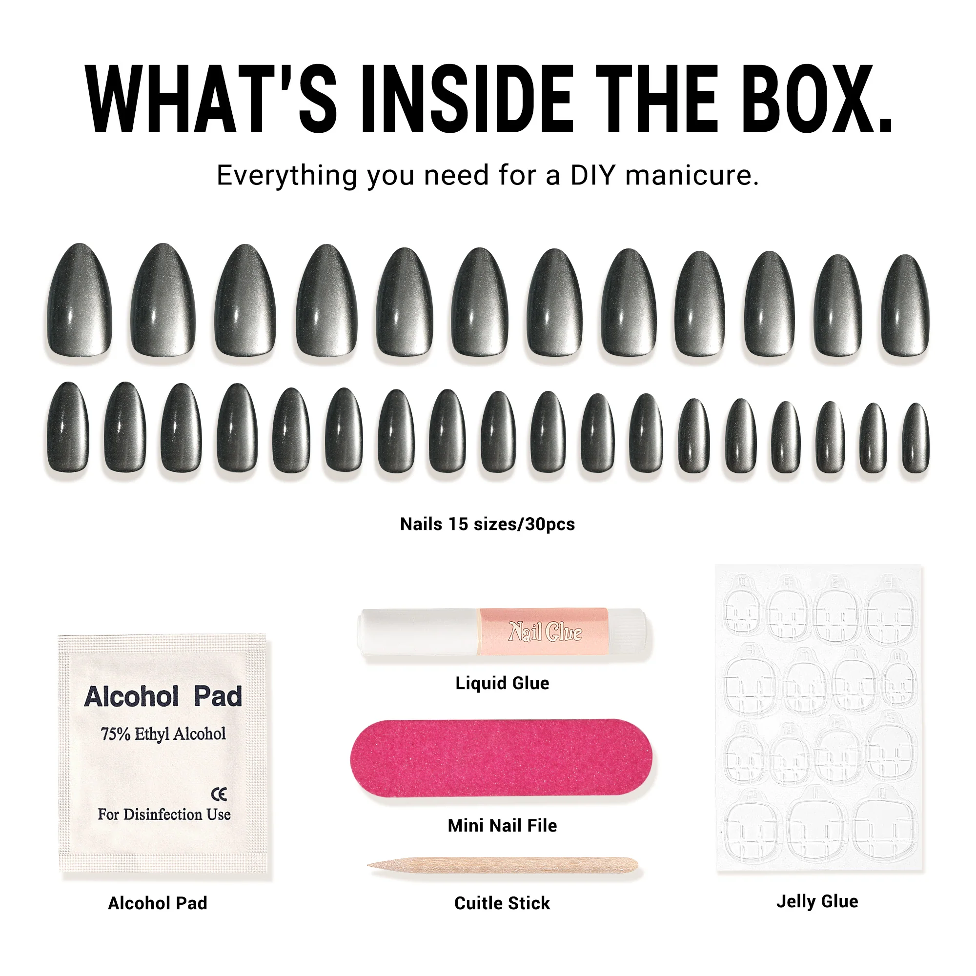 Black Cat Eye Press On Nails Kit - US ONLY - Image 5