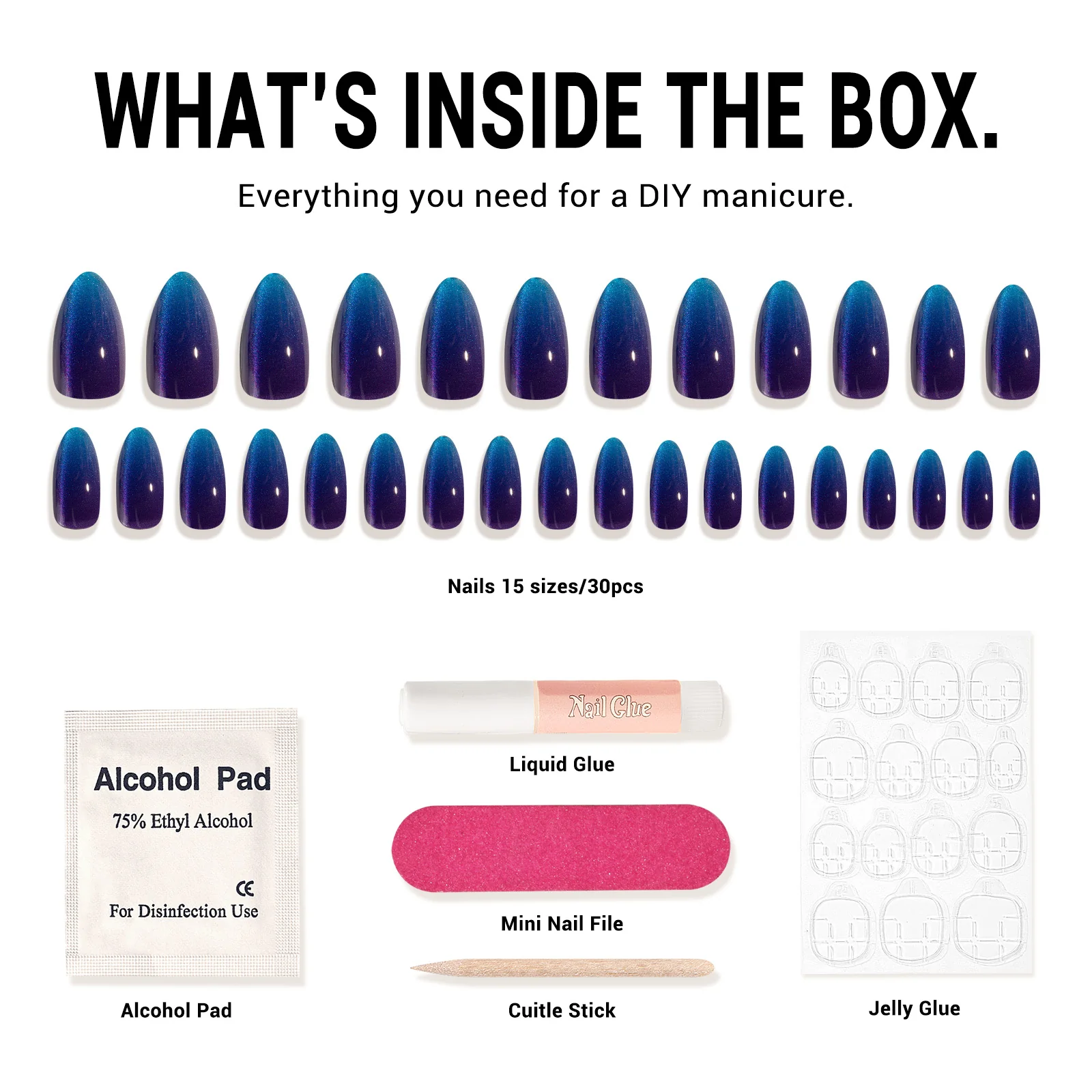 Blue Purple Cat Eye Press On Nails Kit - US ONLY - Image 5