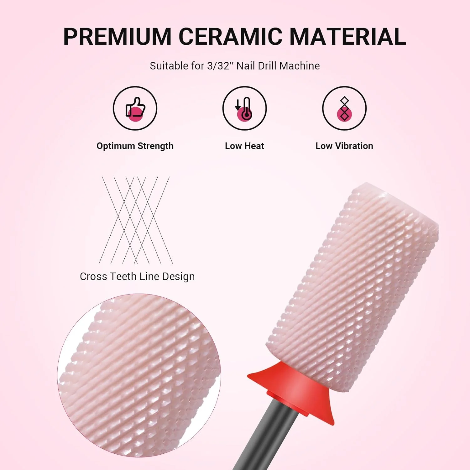 Ceramic Nail Drill Bit, Chamfer Flat Top Large Barrel Shape Fine - Image 3