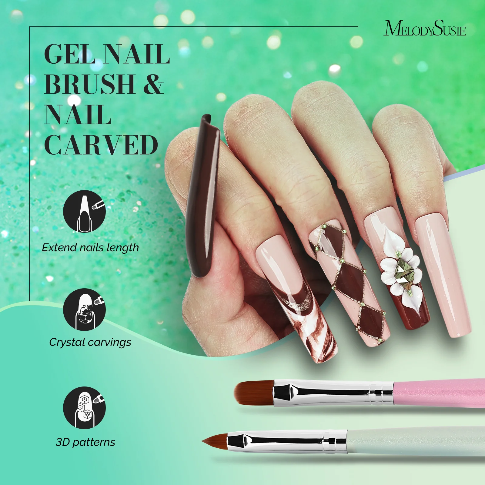 Color Nail Art Brushes Set (6Pcs) - Image 3