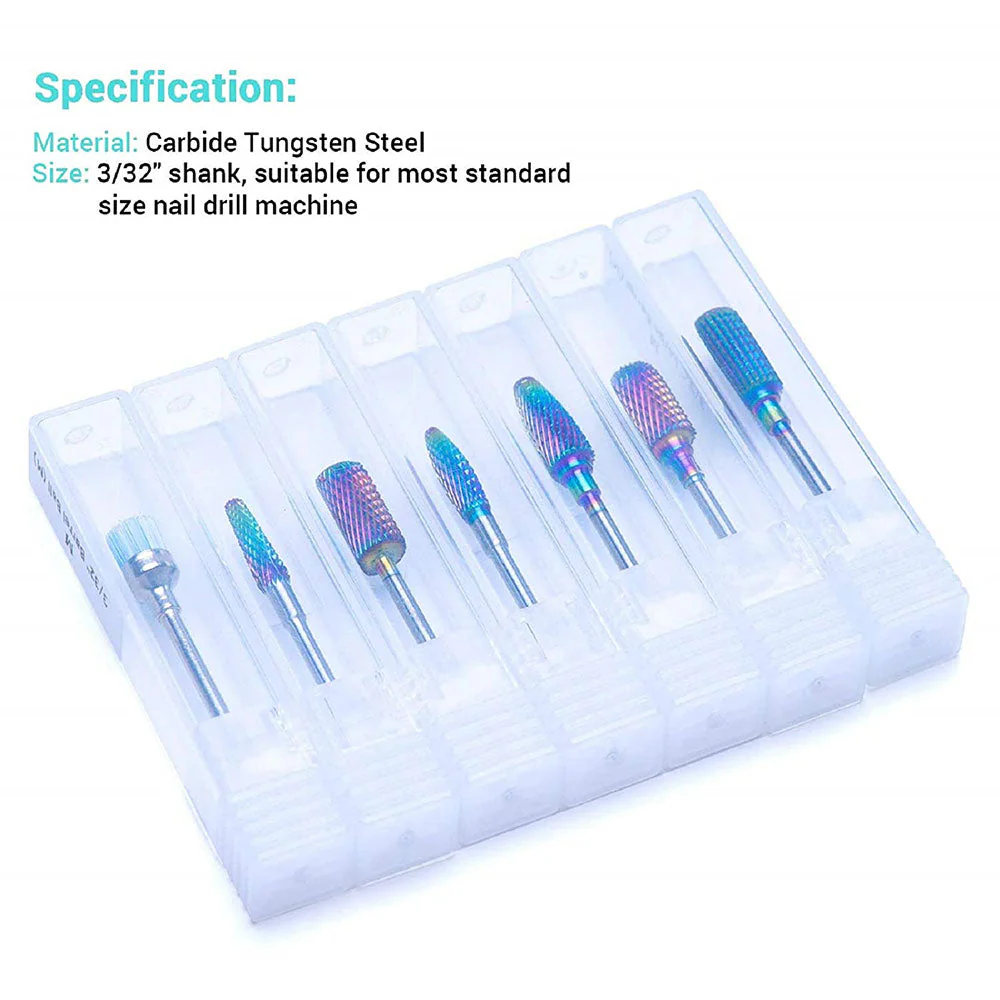 Colorful Tungsten Carbide Nail Drill Bits Set (7pcs) - Image 7