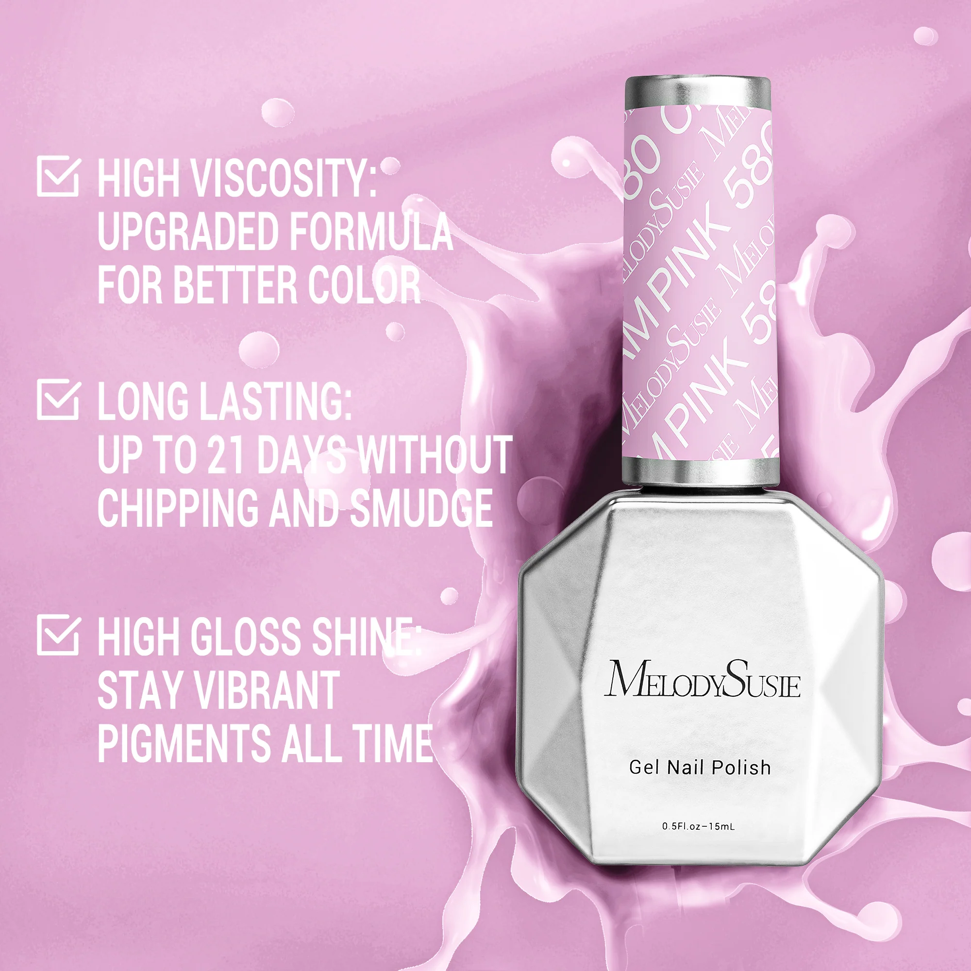 580 Cream Pink - TPO-Free Thick Gel Nail Polish(15ml) - Image 3