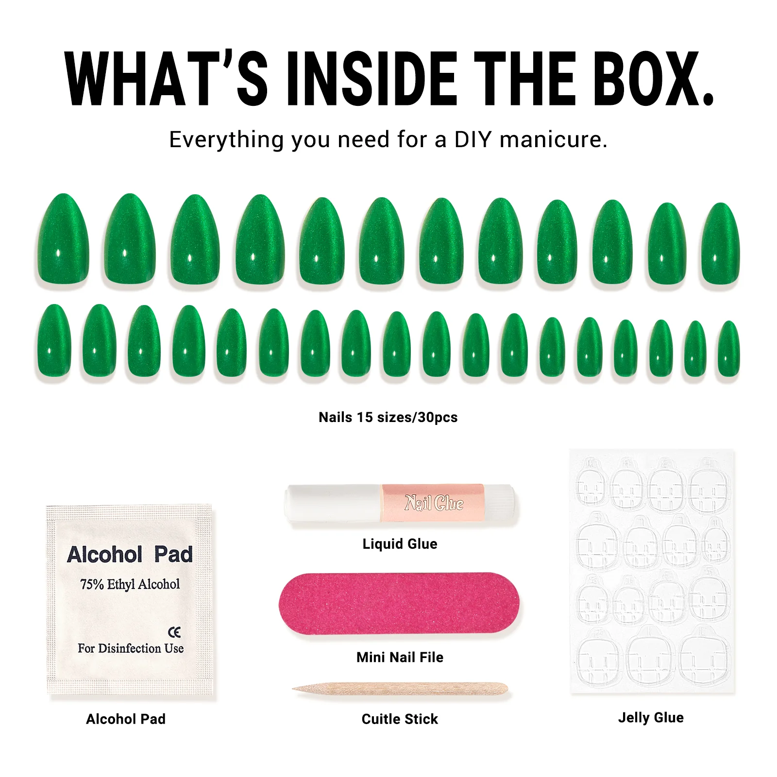 Crystal Green Cat Eye Press On Nails Kit - US ONLY - Image 5