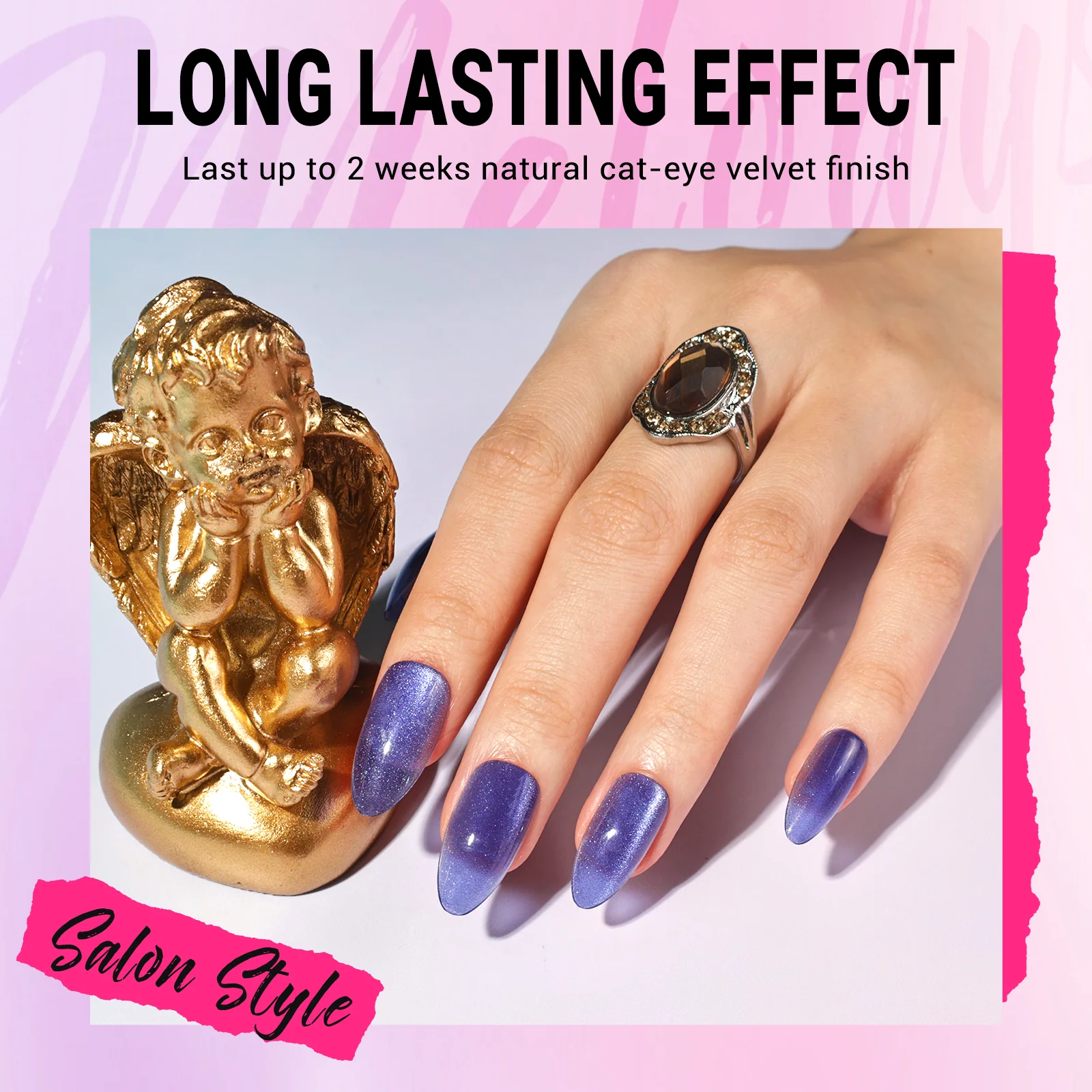 Crystal Purple Cat Eye Press On Nails Kit - US ONLY - Image 2