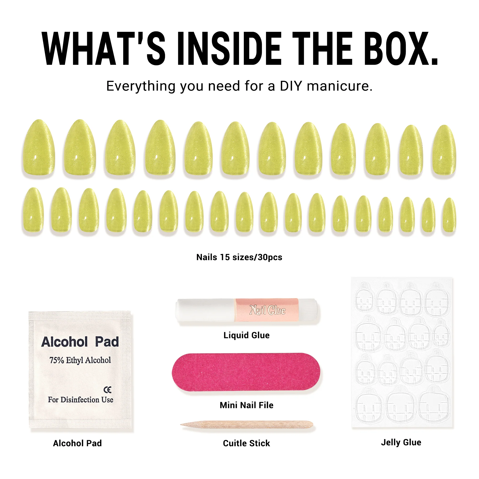 Crystal Yellow Cat Eye Press On Nails Kit - US ONLY - Image 5