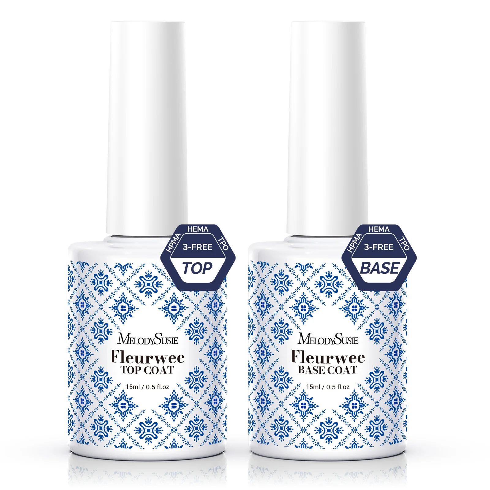 Fleurwee 15ml Top & Base Coat - HEMA-Free & HPMA-Free & TPO-Free Nail Gel Polish