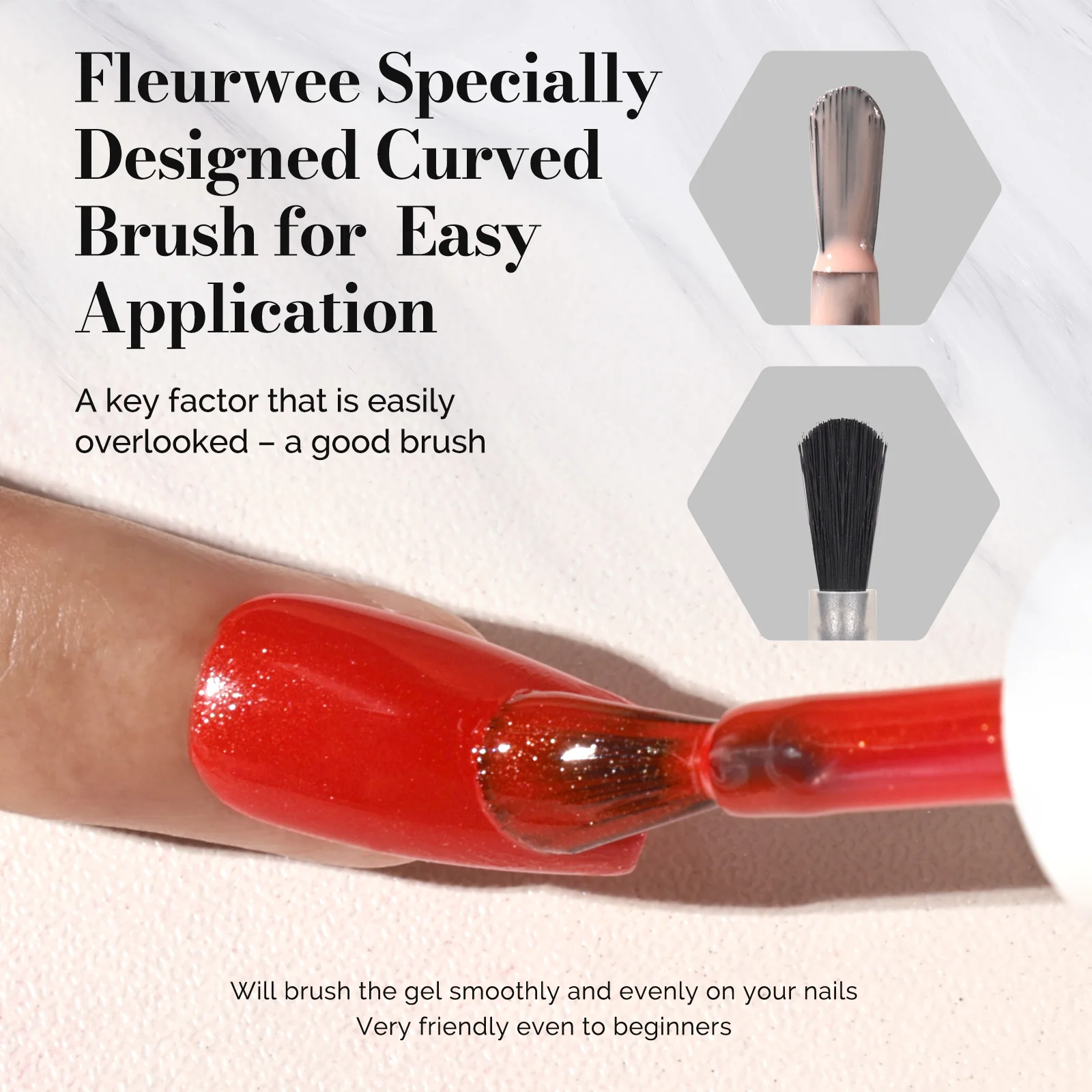 Fleurwee HEMA-Free & HPMA-Free & TPO-Free Gel Nail Polish Plant-based 0.5 fl oz/15ml - P38 Anthurium Red-Glitter - Image 5