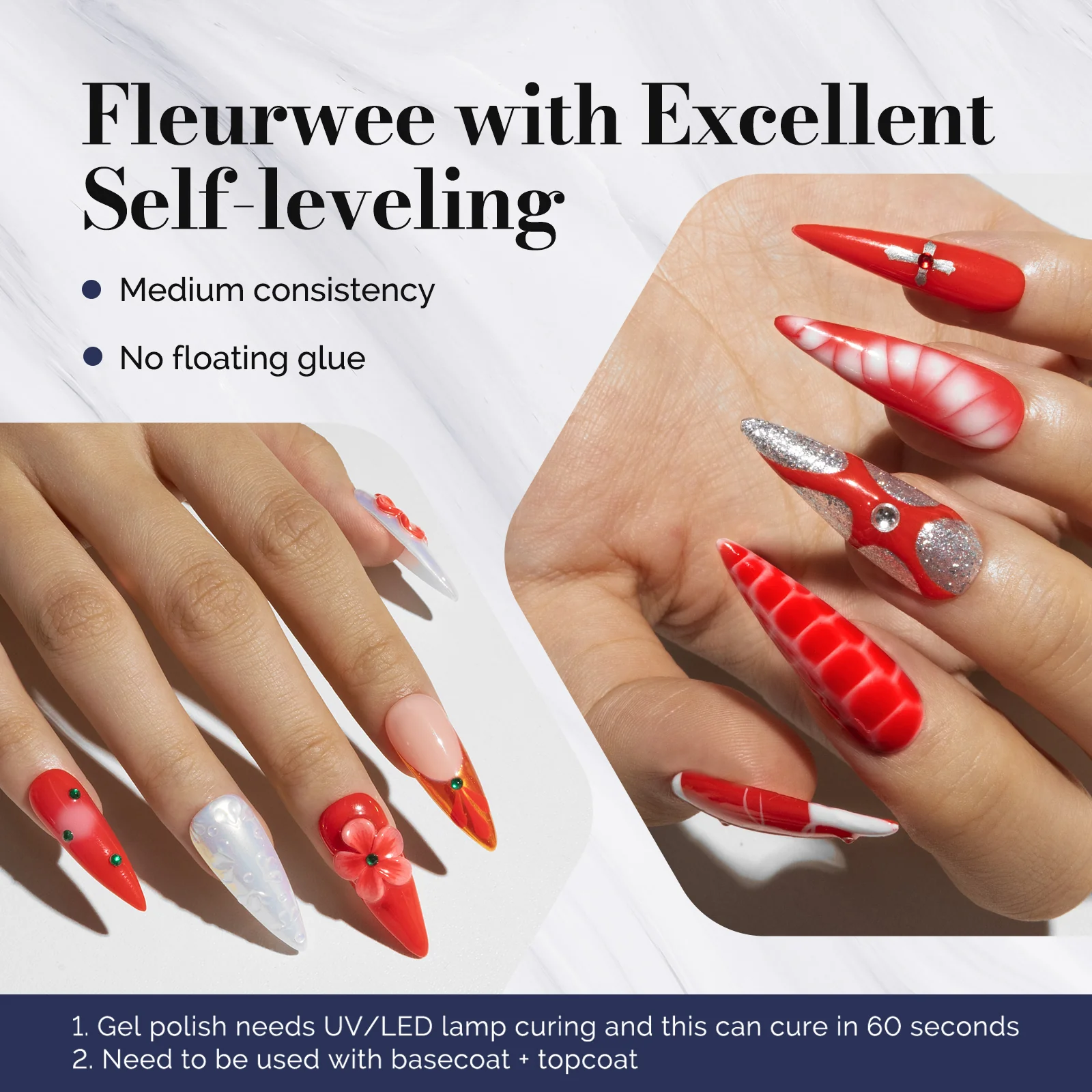Fleurwee HEMA-Free & HPMA-Free & TPO-Free Gel Nail Polish Plant-based 0.5 fl oz/15ml - P39 Geranium Red - Image 3