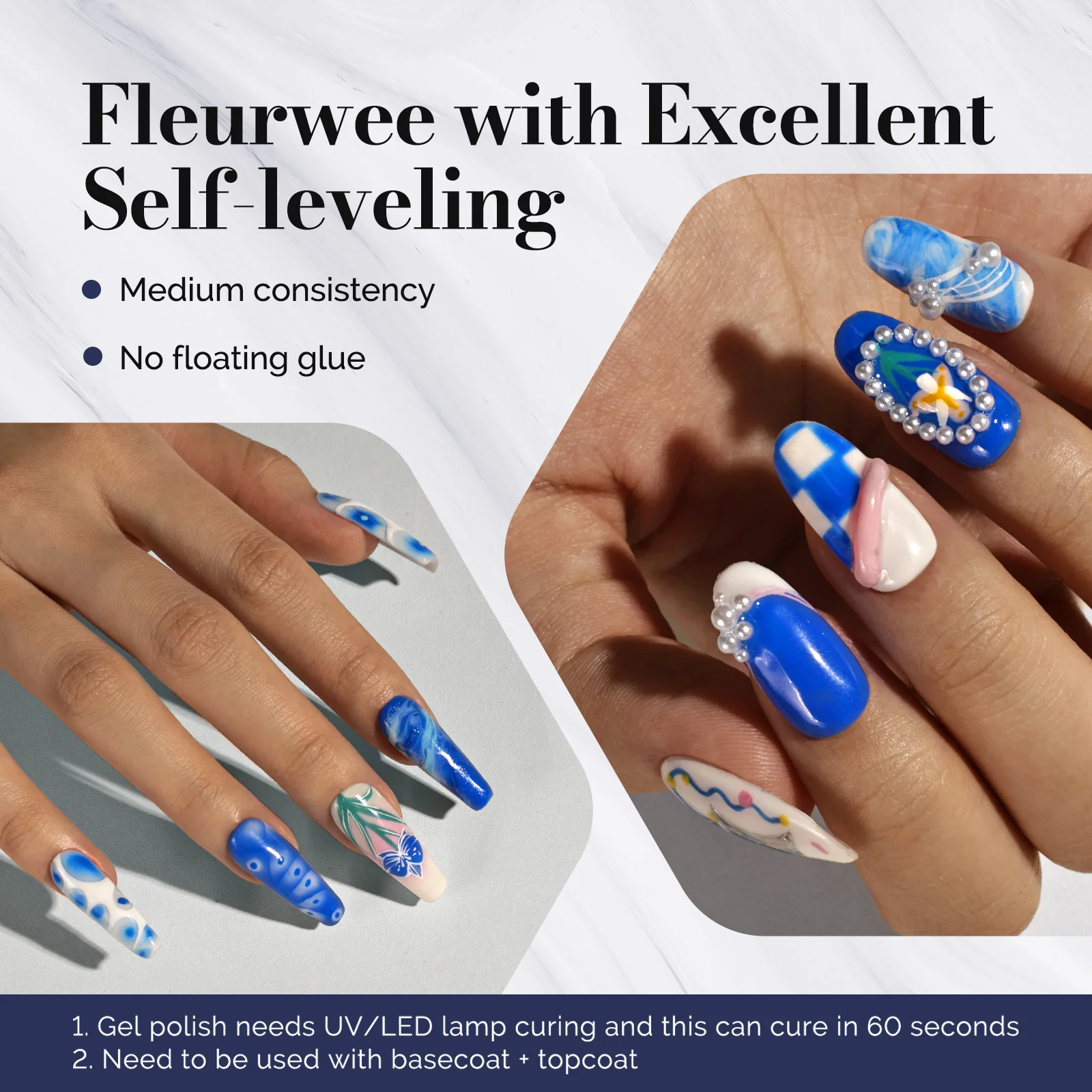 Fleurwee HEMA-Free & HPMA-Free & TPO-Free Gel Nail Polish Plant-based 0.5 fl oz/15ml - P40 Iris Royal Blue - Image 3