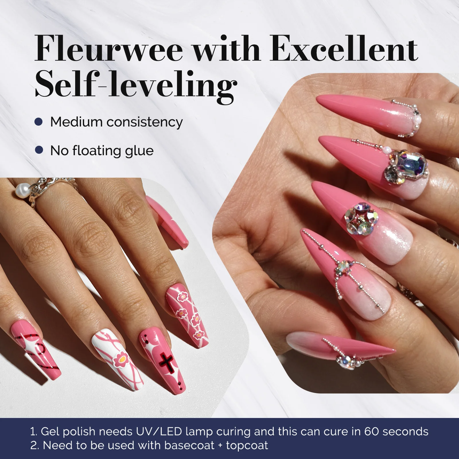Fleurwee HEMA-Free & HPMA-Free & TPO-Free Gel Nail Polish Plant-based 0.5 fl oz/15ml - P45 Powder-Purslane - Image 3