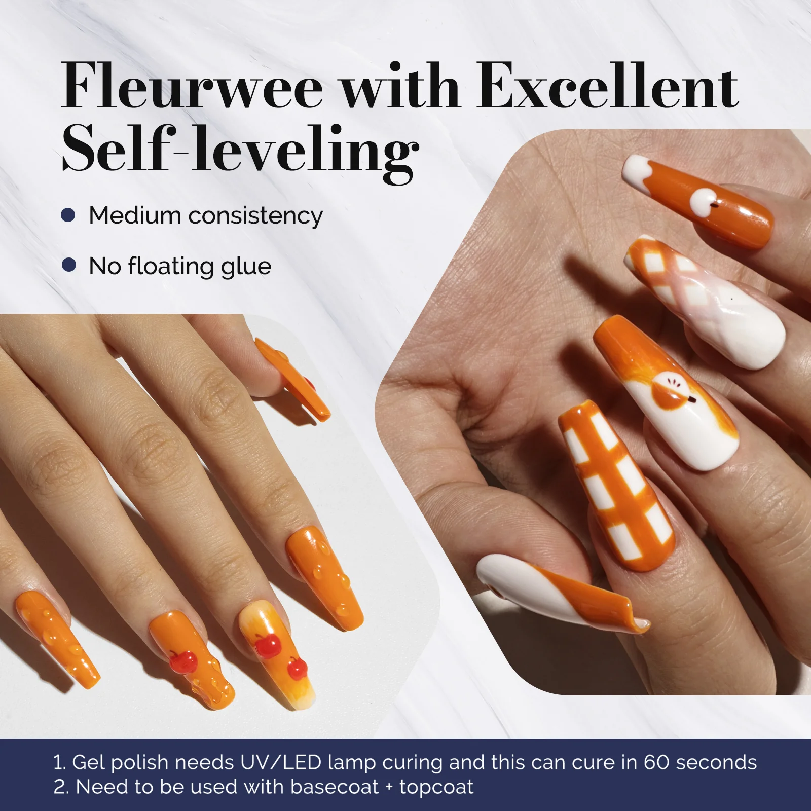 Fleurwee HEMA-Free & HPMA-Free & TPO-Free Gel Nail Polish Plant-based 0.5 fl oz/15ml - P51 Cider Rusty-Orange - Image 3