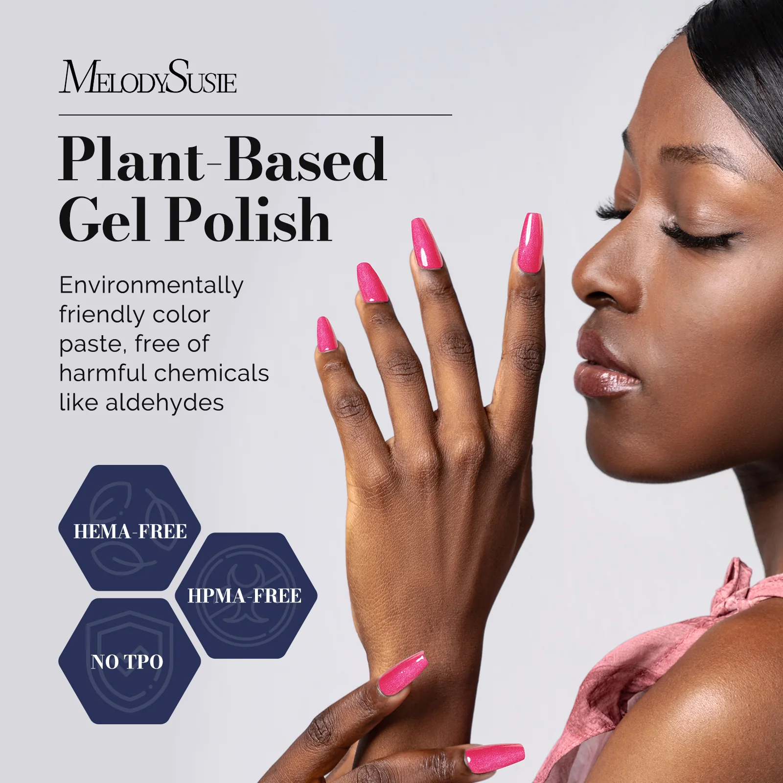 Fleurwee HEMA-Free & HPMA-Free & TPO-Free Gel Nail Polish Plant-based 0.5 fl oz/15ml - P55 Guava Glitter - Image 2
