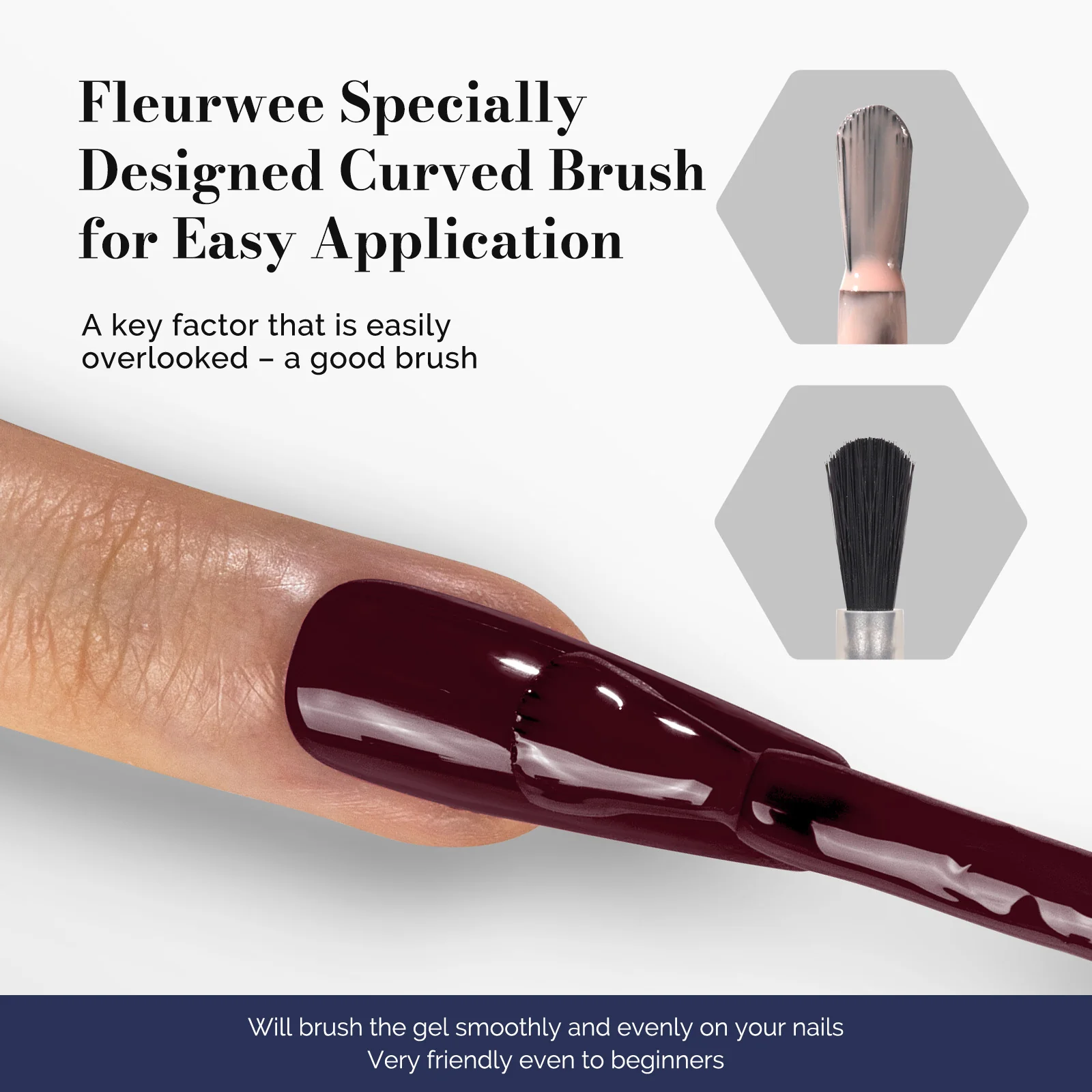 Fleurwee HEMA-Free & HPMA-Free & TPO-Free Gel Polish 2Pcs Bordeaux Red Brown&Pale Pink-P02+P12 - Image 4