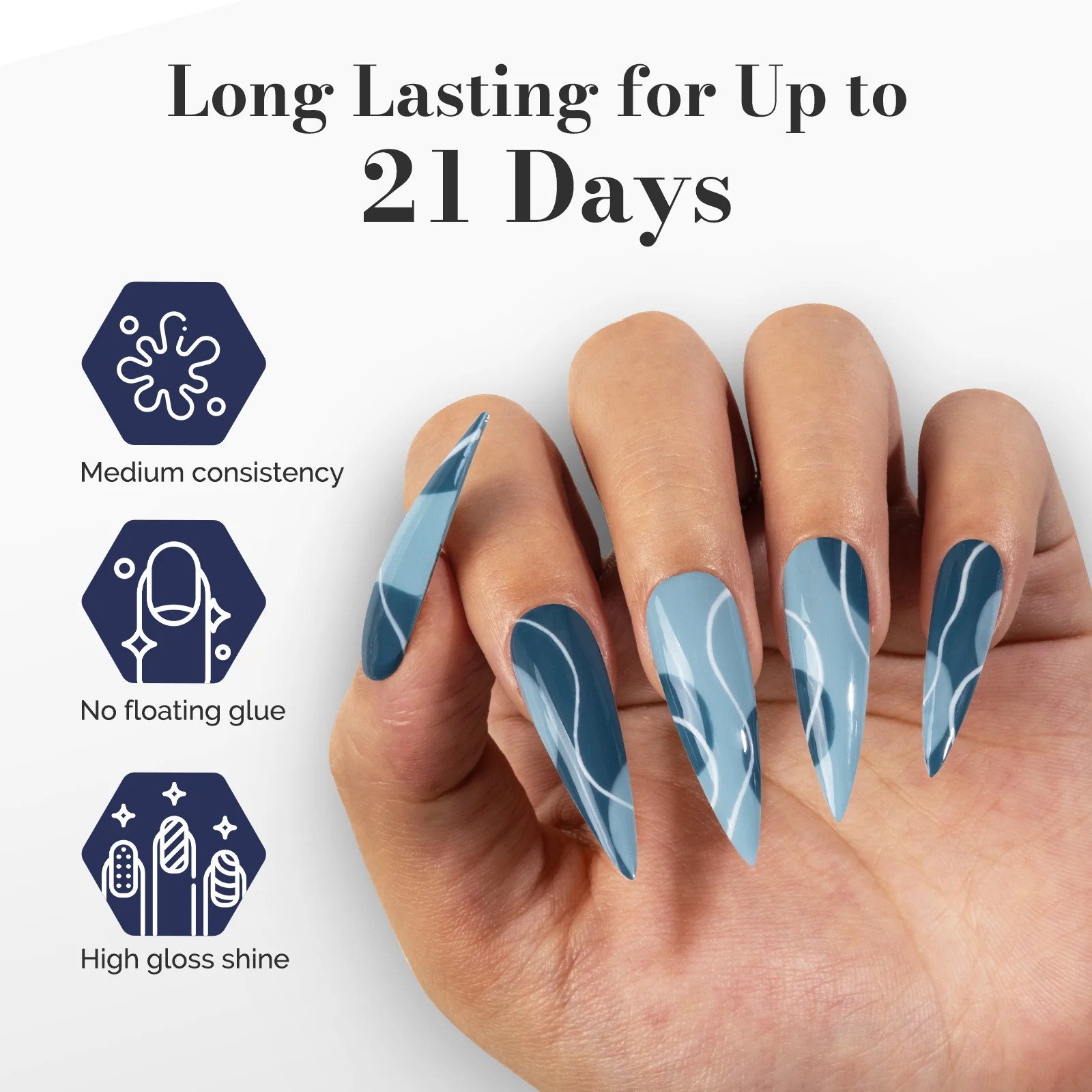 Fleurwee HEMA-Free & HPMA-Free & TPO-Free Gel Polish 2Pcs Gray Blue&Dark Indigo Blue-P16+P32 - Image 4