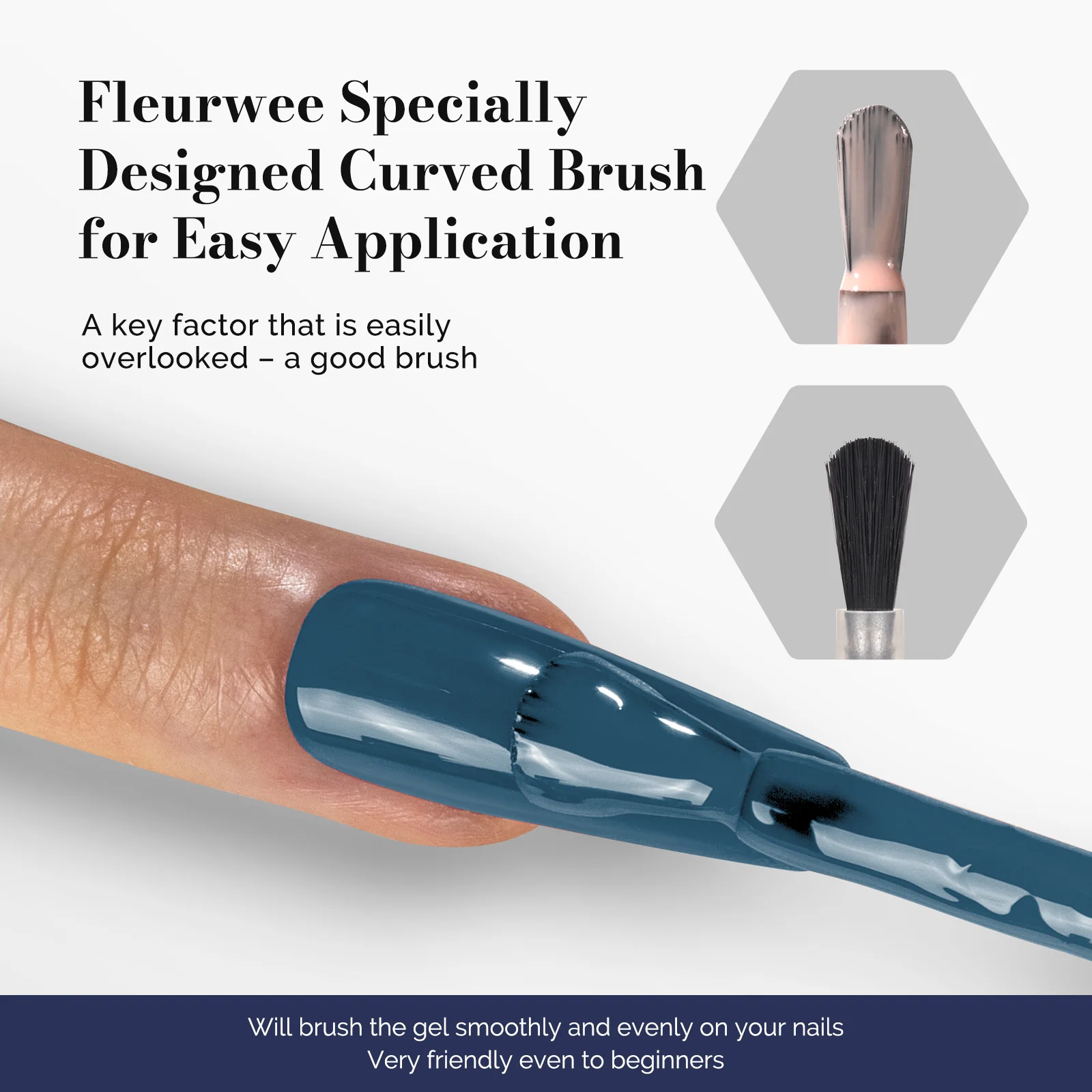 Fleurwee HEMA-Free & HPMA-Free & TPO-Free Gel Polish 2Pcs Gray Blue&Dark Indigo Blue-P16+P32 - Image 5