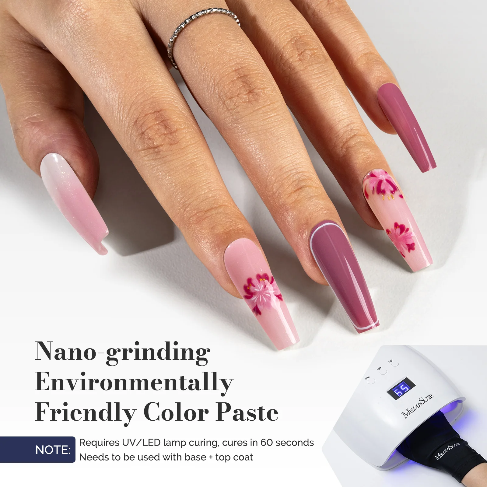 Fleurwee HEMA-Free & HPMA-Free & TPO-Free Gel Polish 2Pcs Pink Purple&Pink Tiny Glitter-P11+P21 - Image 6