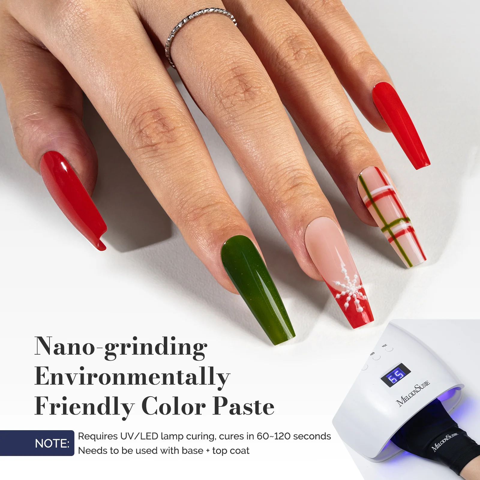 Fleurwee HEMA-Free & HPMA-Free & TPO-Free Gel Polish 2Pcs Red&Green-P39+P52 - Image 3
