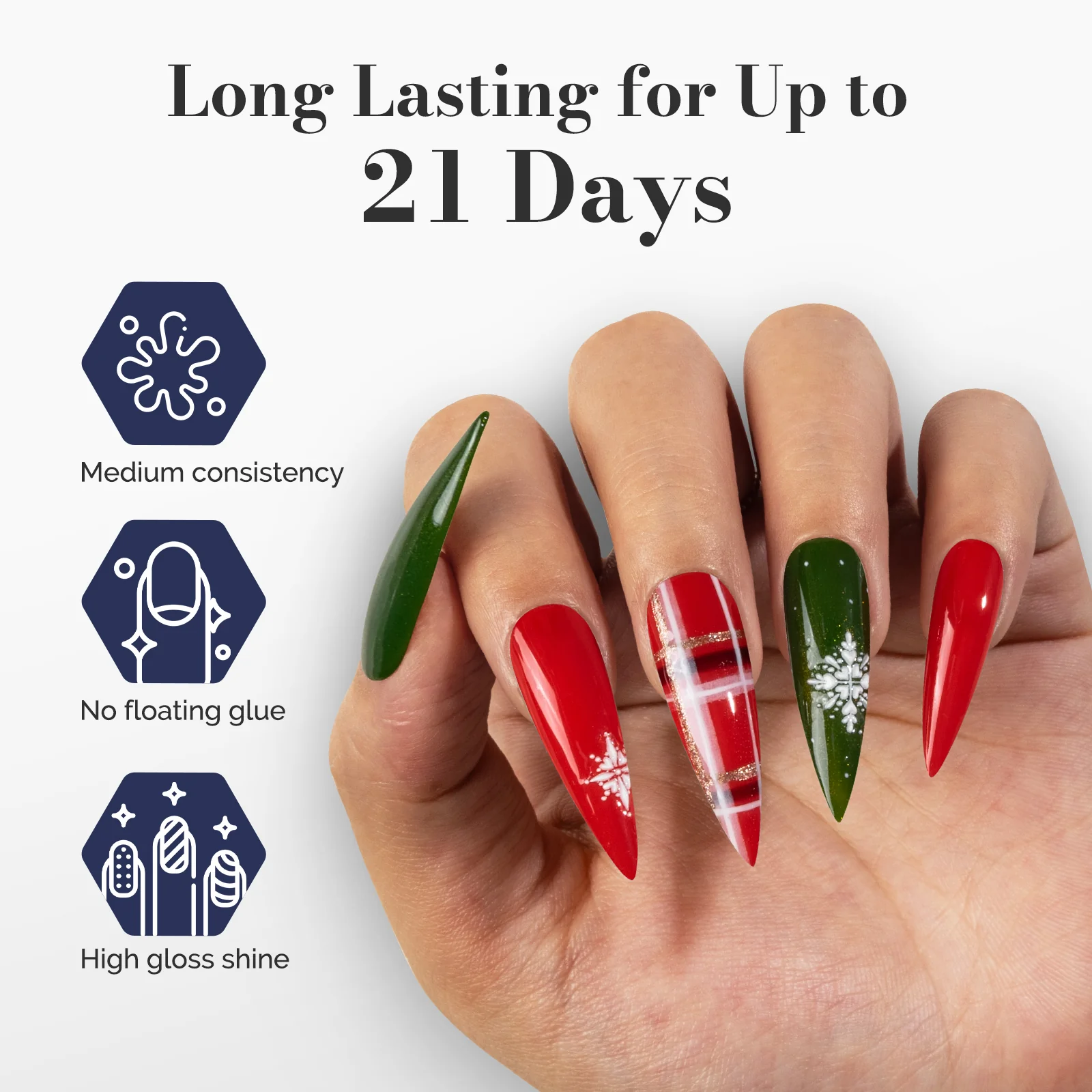 Fleurwee HEMA-Free & HPMA-Free & TPO-Free Gel Polish 2Pcs Red&Green-P39+P52 - Image 4