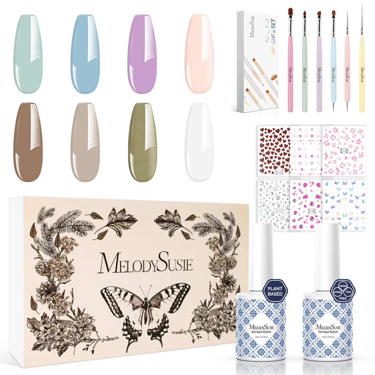 Fleurwee HEMA-Free & HPMA-Free & TPO-Free Plant-Based Floral Pathways Gel Polish Gift Box - 8 Colors