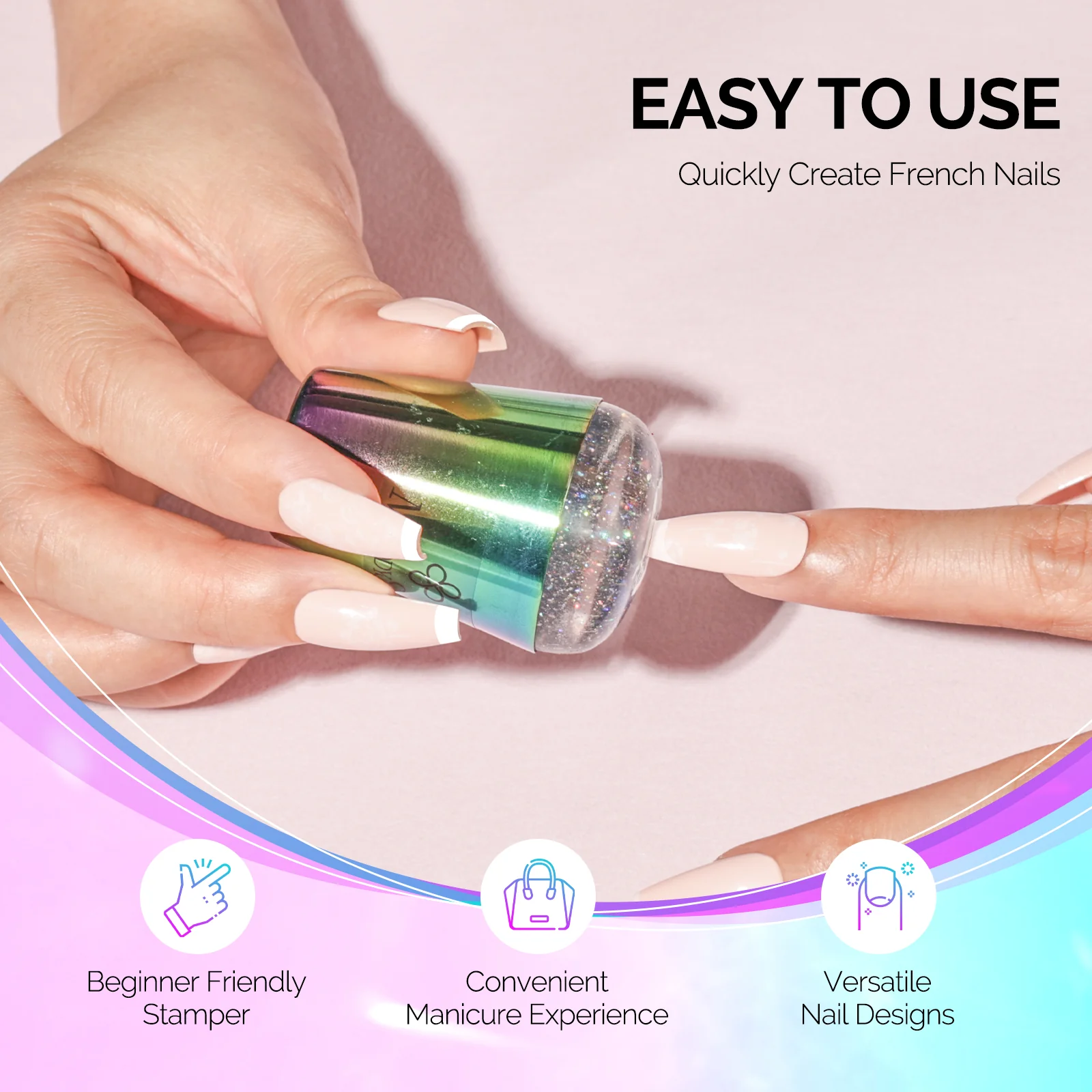 French Nail Stamper Kit 2PCS - Laser Glitter - Image 2