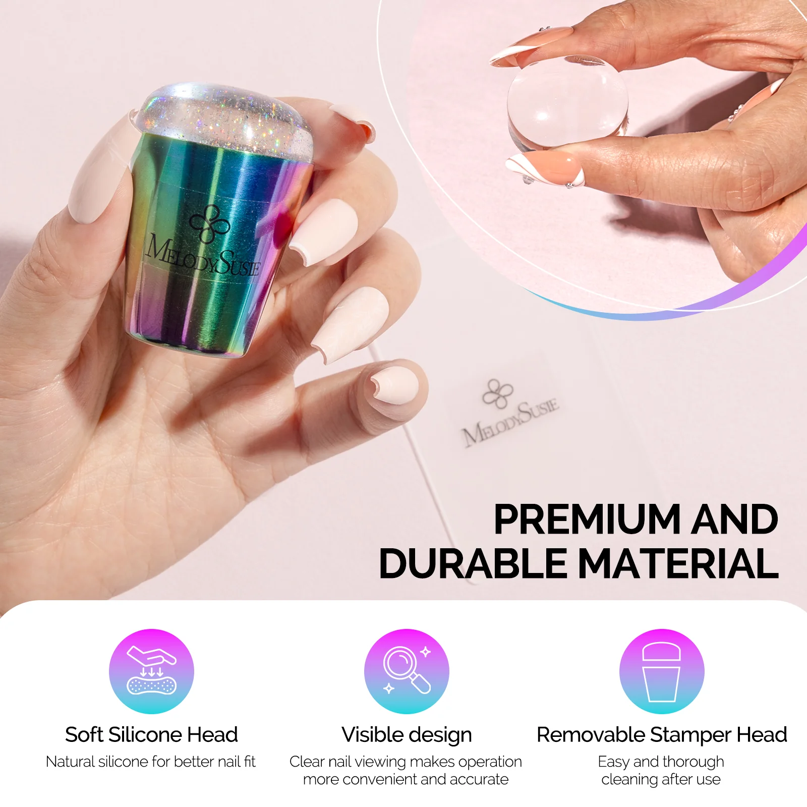French Nail Stamper Kit 2PCS - Laser Glitter - Image 3