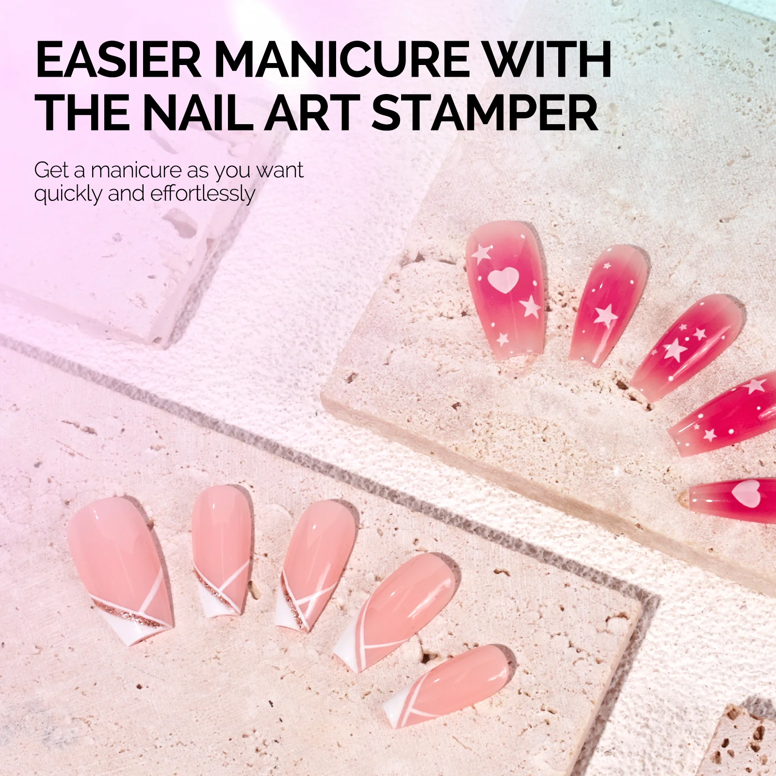 French Nail Stamper Kit 2PCS - Laser Glitter - Image 6