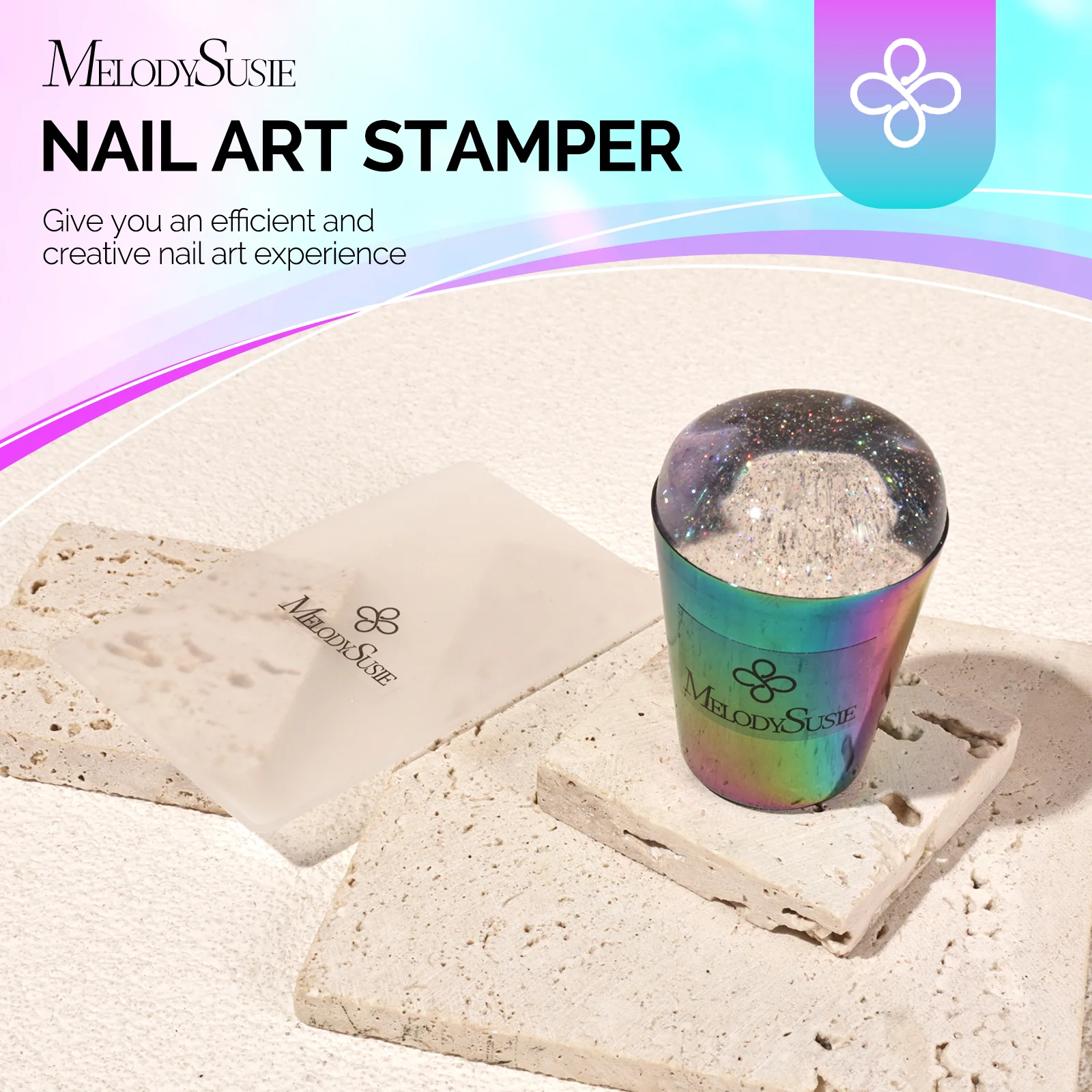 French Nail Stamper Kit 2PCS - Laser Glitter - Image 7