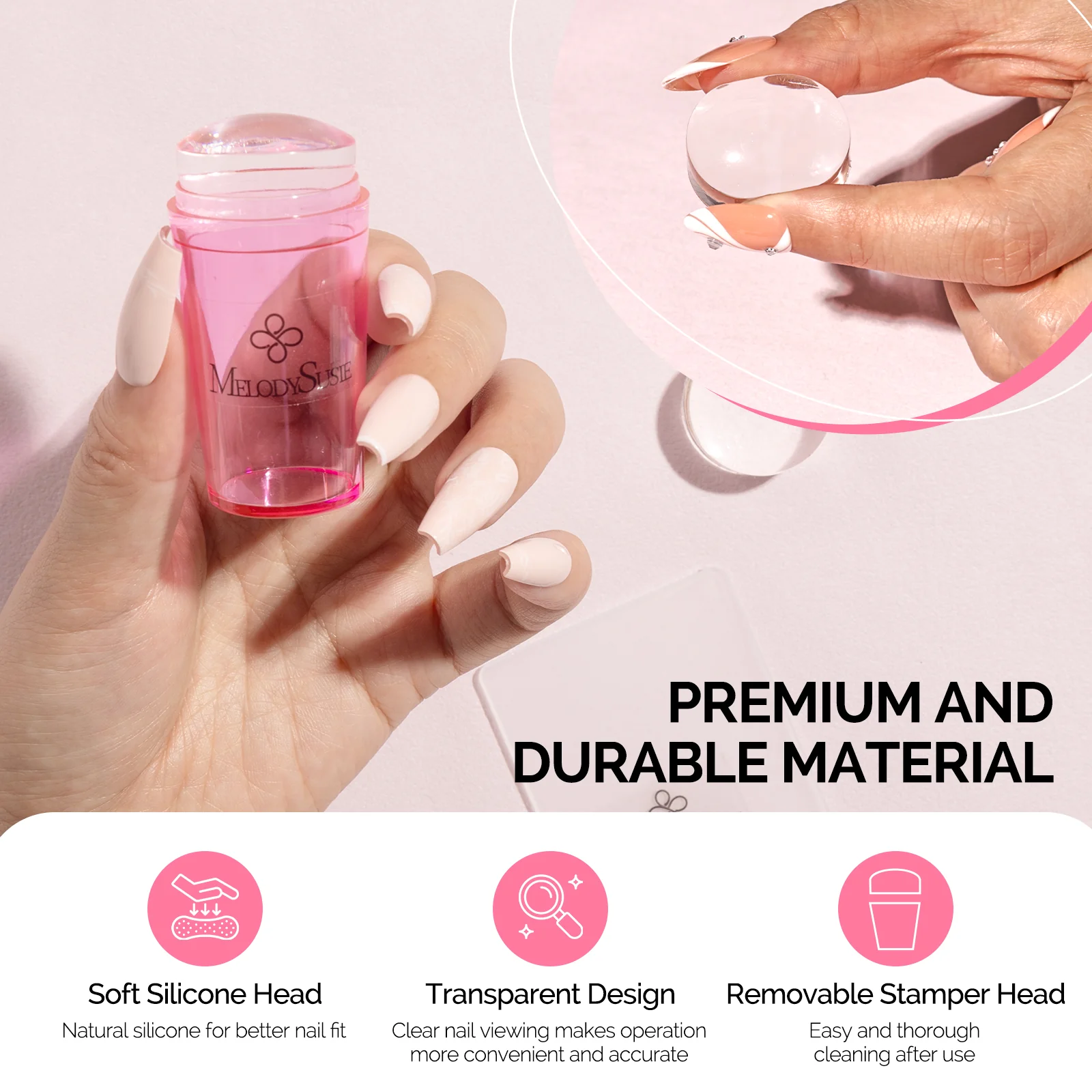 French Nail Stamper Kit 2PCS - Pink - Image 2