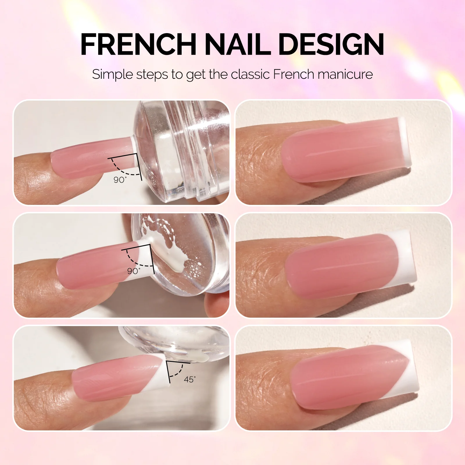 French Nail Stamper Kit 4PCS - Clear - Image 4