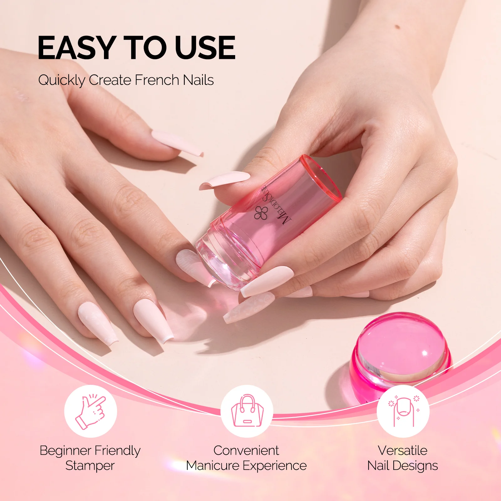 French Nail Stamper Kit 4PCS - Pink - Image 2