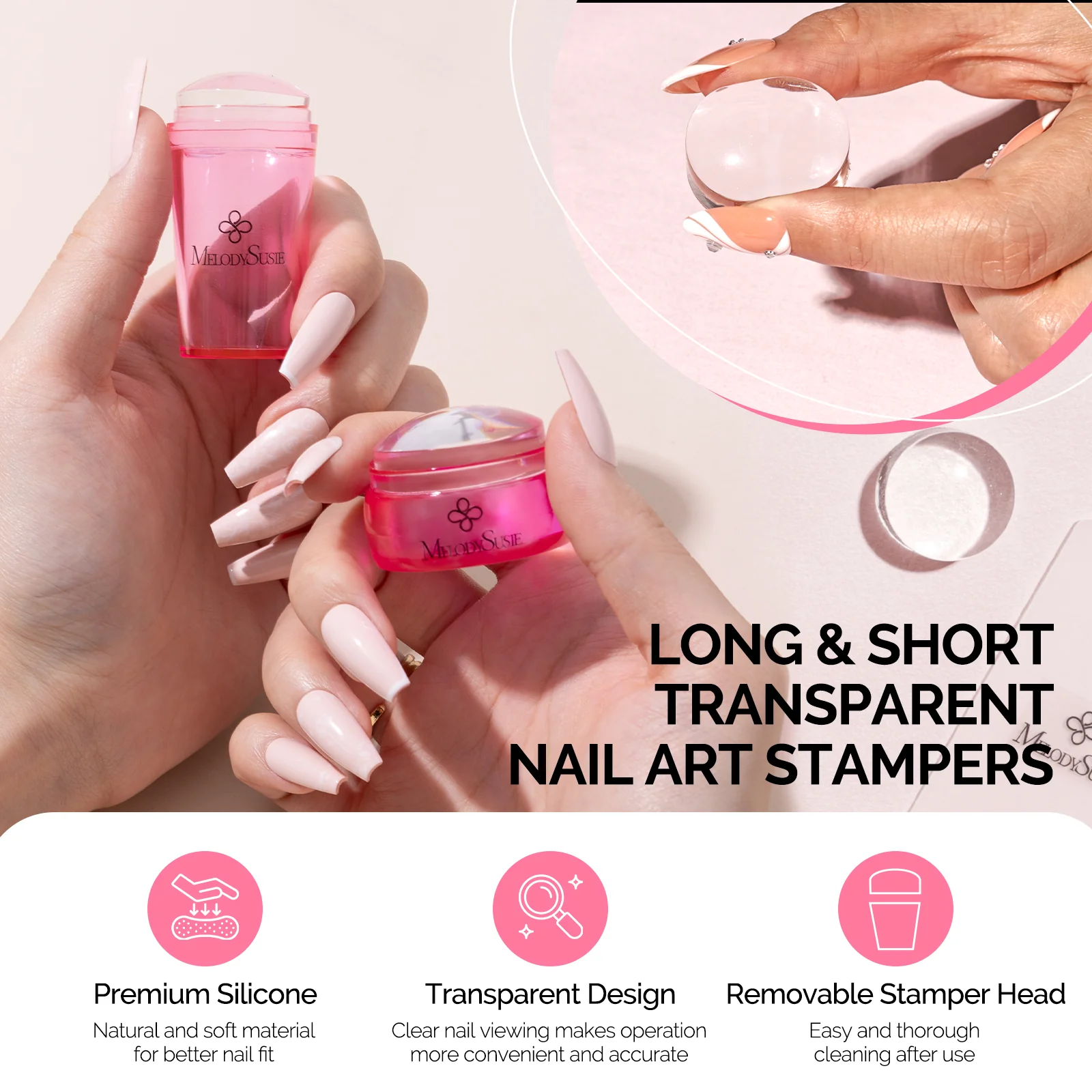 French Nail Stamper Kit 4PCS - Pink - Image 3