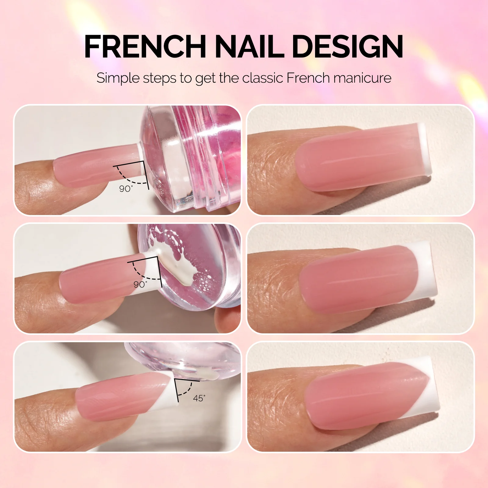 French Nail Stamper Kit 4PCS - Pink - Image 4