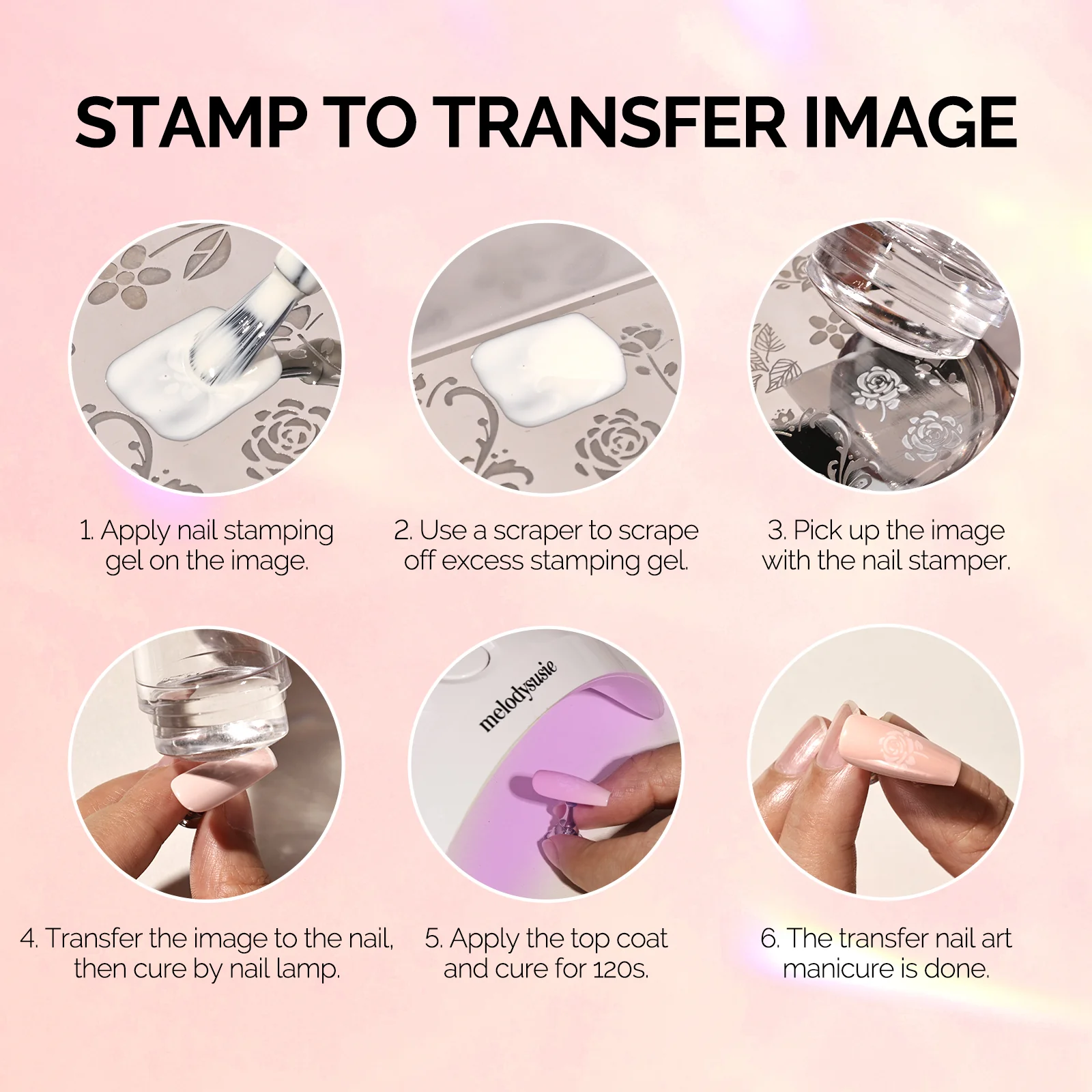 French Nail Stamper Kit 4PCS - Pink - Image 5