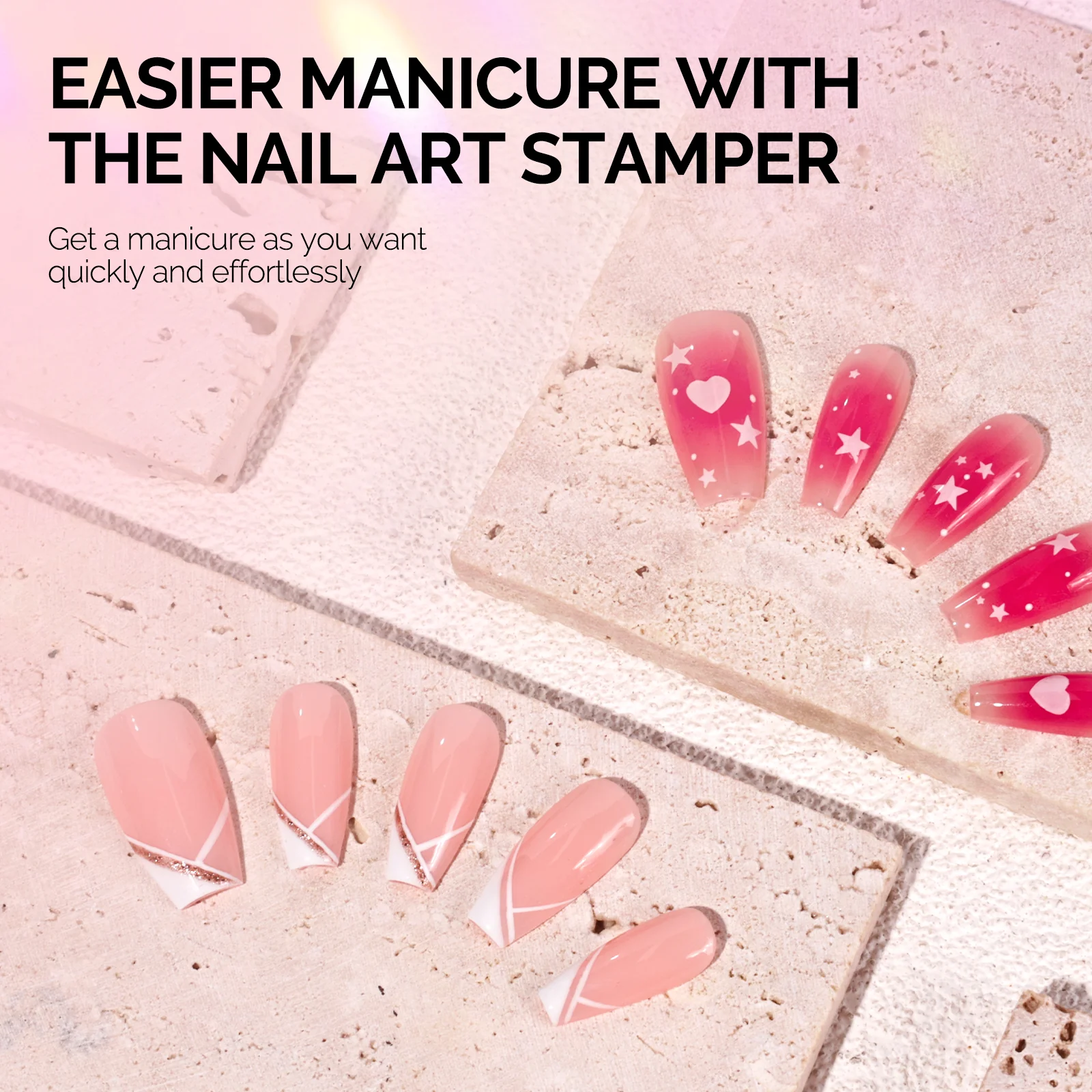 French Nail Stamper Kit 4PCS - Pink - Image 6