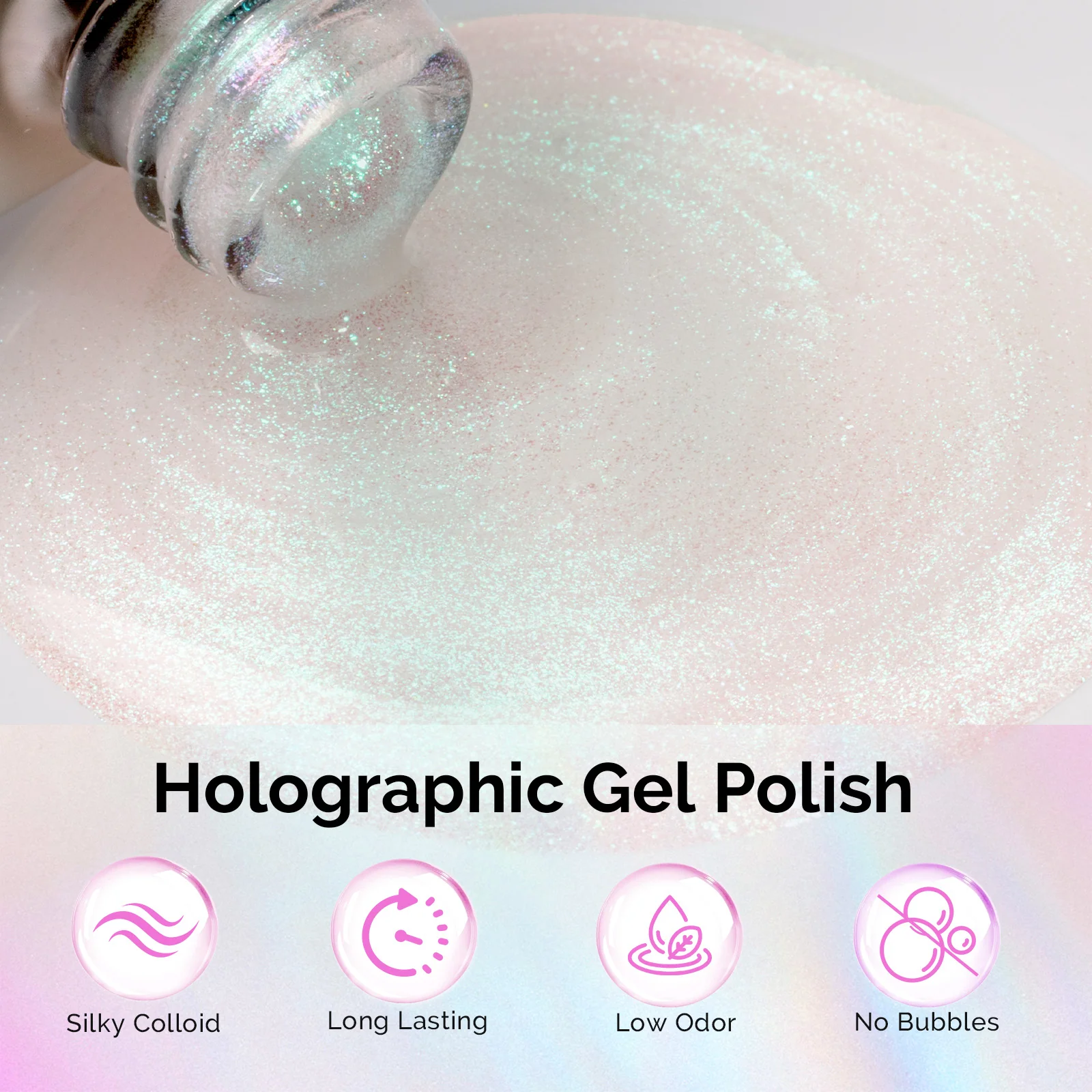 G2302 Jelly White Aurora Shimmer - TPO-Free Thick Gel Nail Polish(15ml) - Image 2