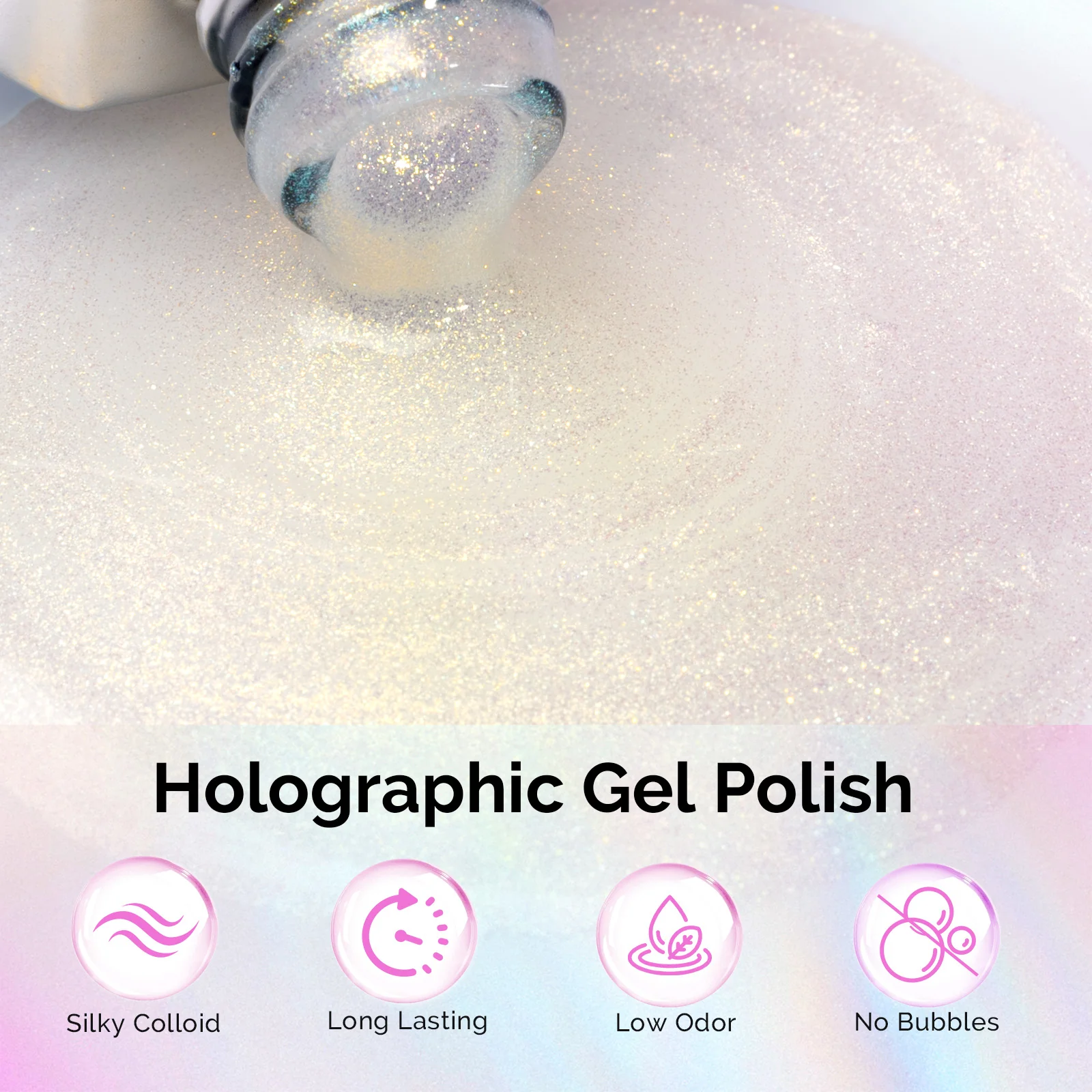 G2303 Jelly White Aurora Shimmer - TPO-Free Thick Gel Nail Polish(15ml) - Image 2