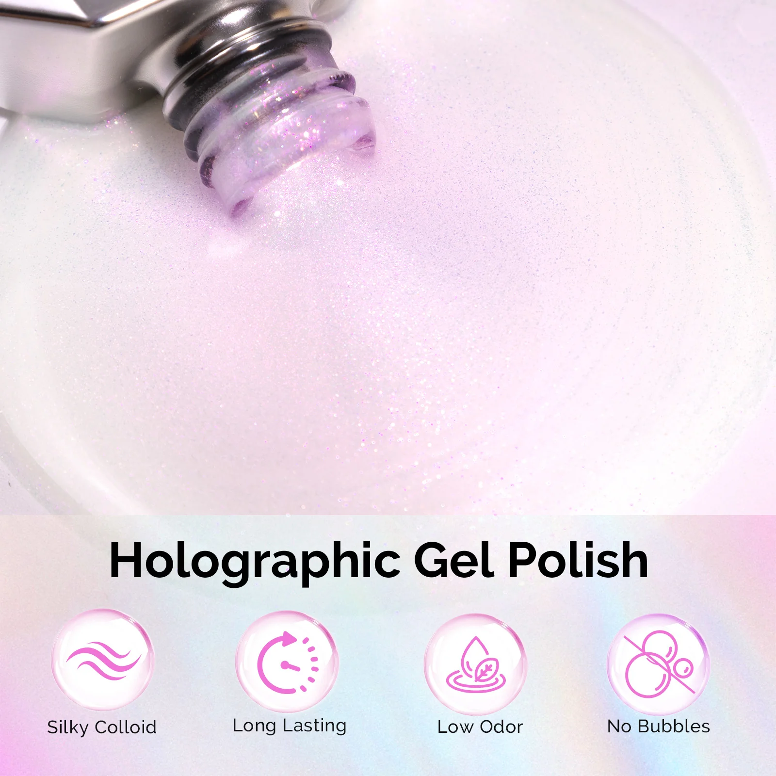 G2606 Pink Aurora Shimmer - TPO-Free Thick Gel Nail Polish(15ml) - Image 2