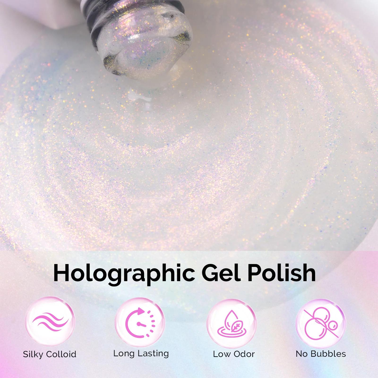 G2608 Shimmer Aurora Yellow Pink - TPO-Free Thick Gel Nail Polish(15ml) - Image 2