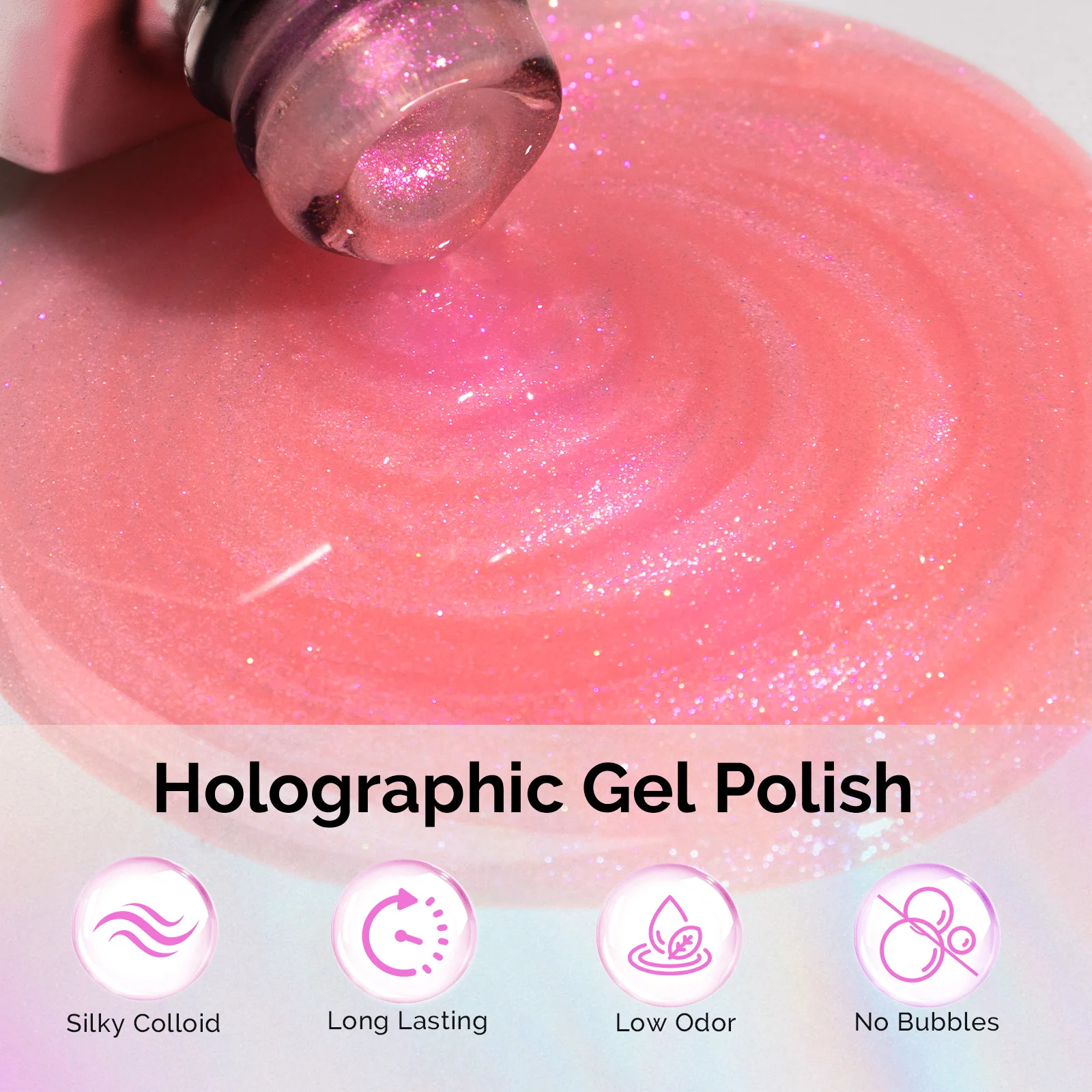 G2609 Jelly Pink Aurora Shimmer - TPO-Free Thick Gel Nail Polish(15ml) - Image 2