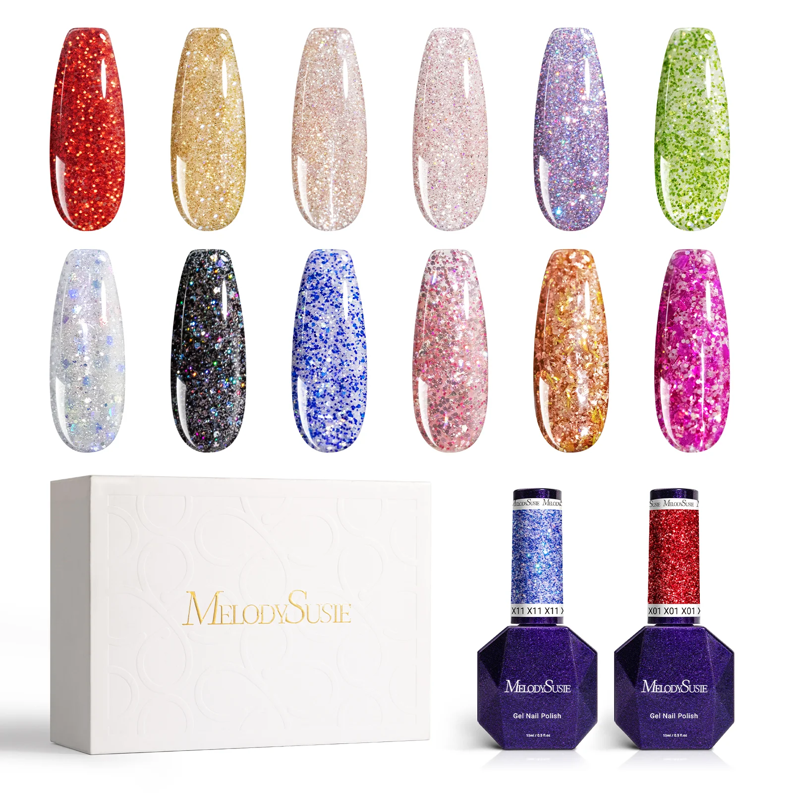 Galaliver Glitter Gel Nail Polish Set - 12 Colors