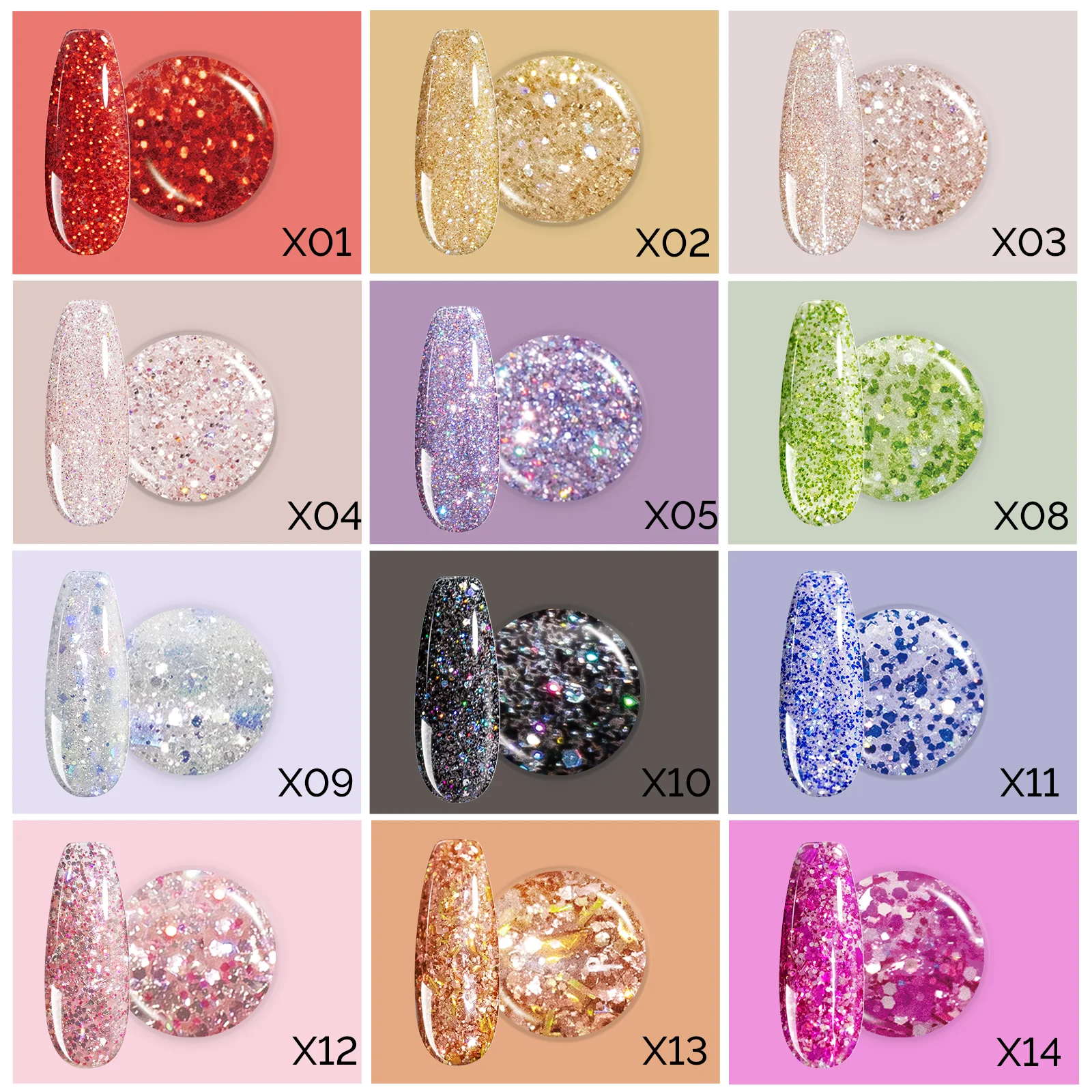 Galaliver Glitter Gel Nail Polish Set - 12 Colors - Image 2