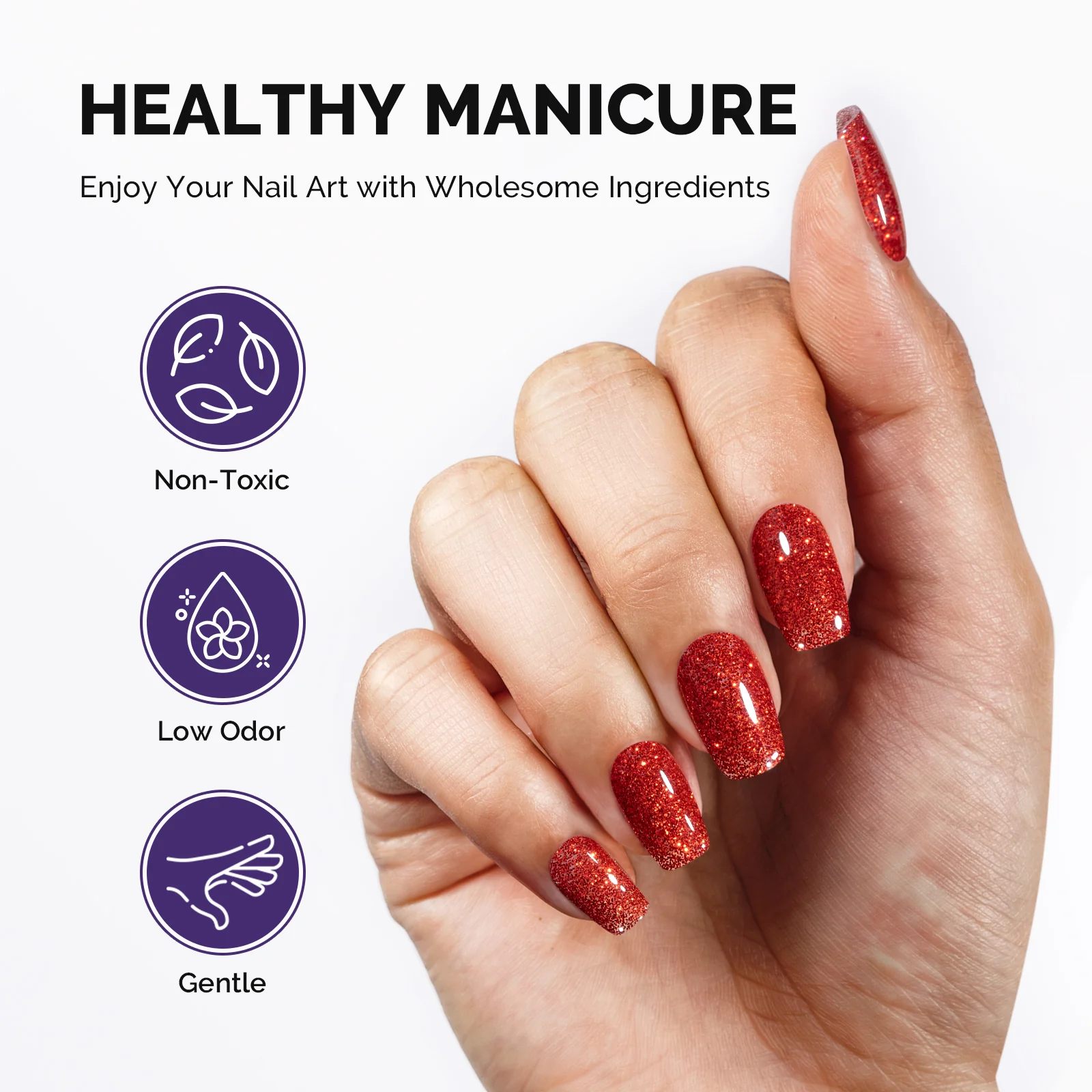 Galaliver Glitter Gel Nail Polish 15ml - X01 Hot Red - Image 4