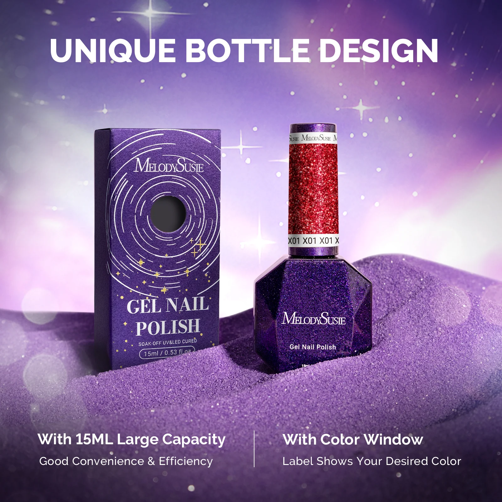 Galaliver Glitter Gel Nail Polish 15ml - X01 Hot Red - Image 6