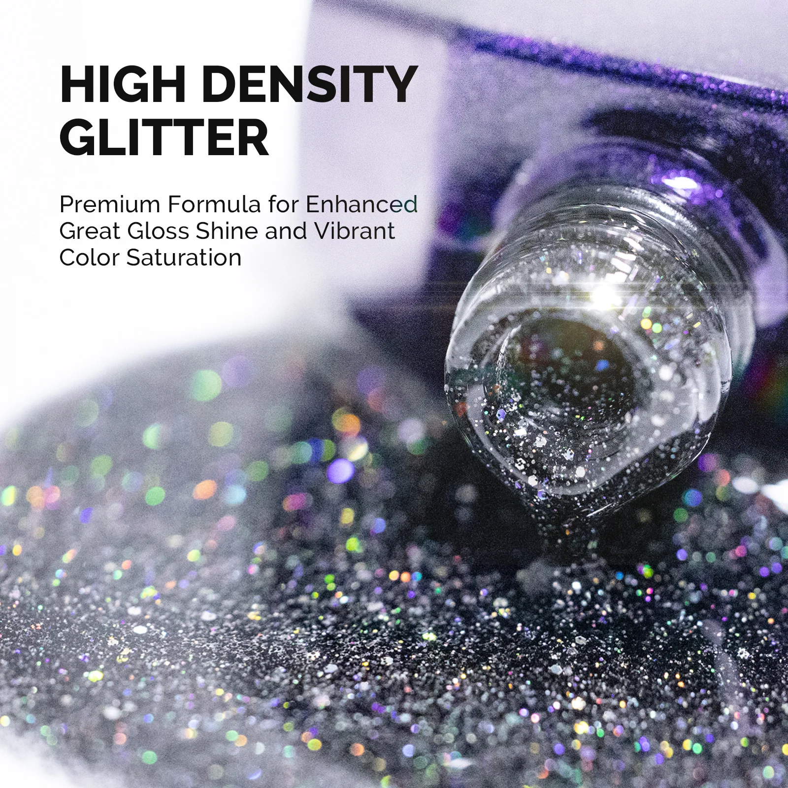 Galaliver Glitter Gel Nail Polish 15ml - X10 Colorful Black - Image 2